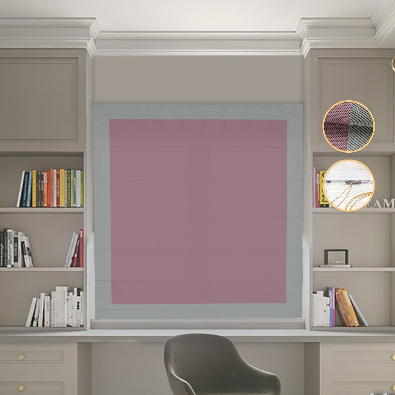 

Римские шторы DECOLIV Блэкаут Перфект пудровый с оливковыми кантами 100*170 см