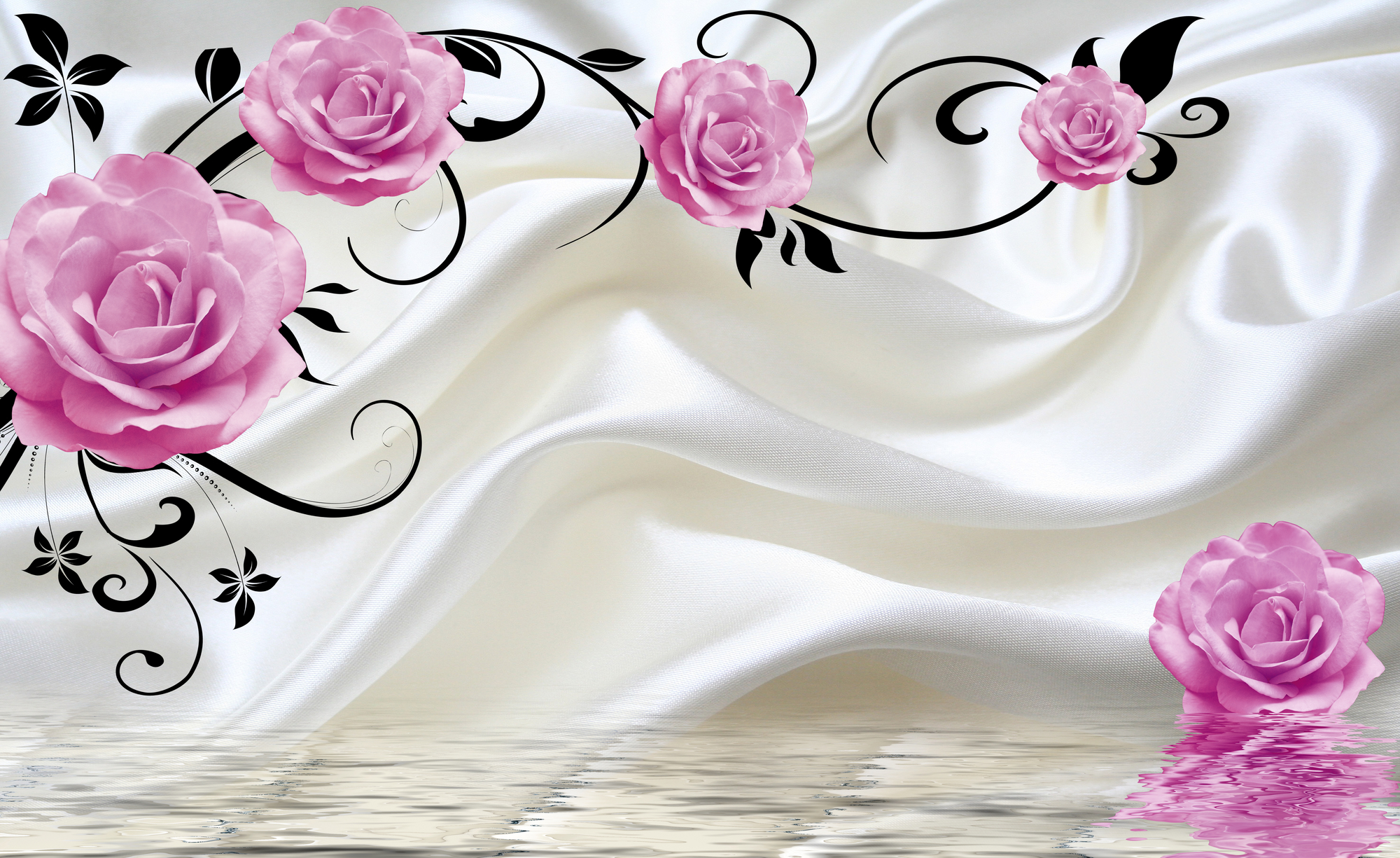 

Фотообои 3D 'Розы на ткани' (3380) , Иней