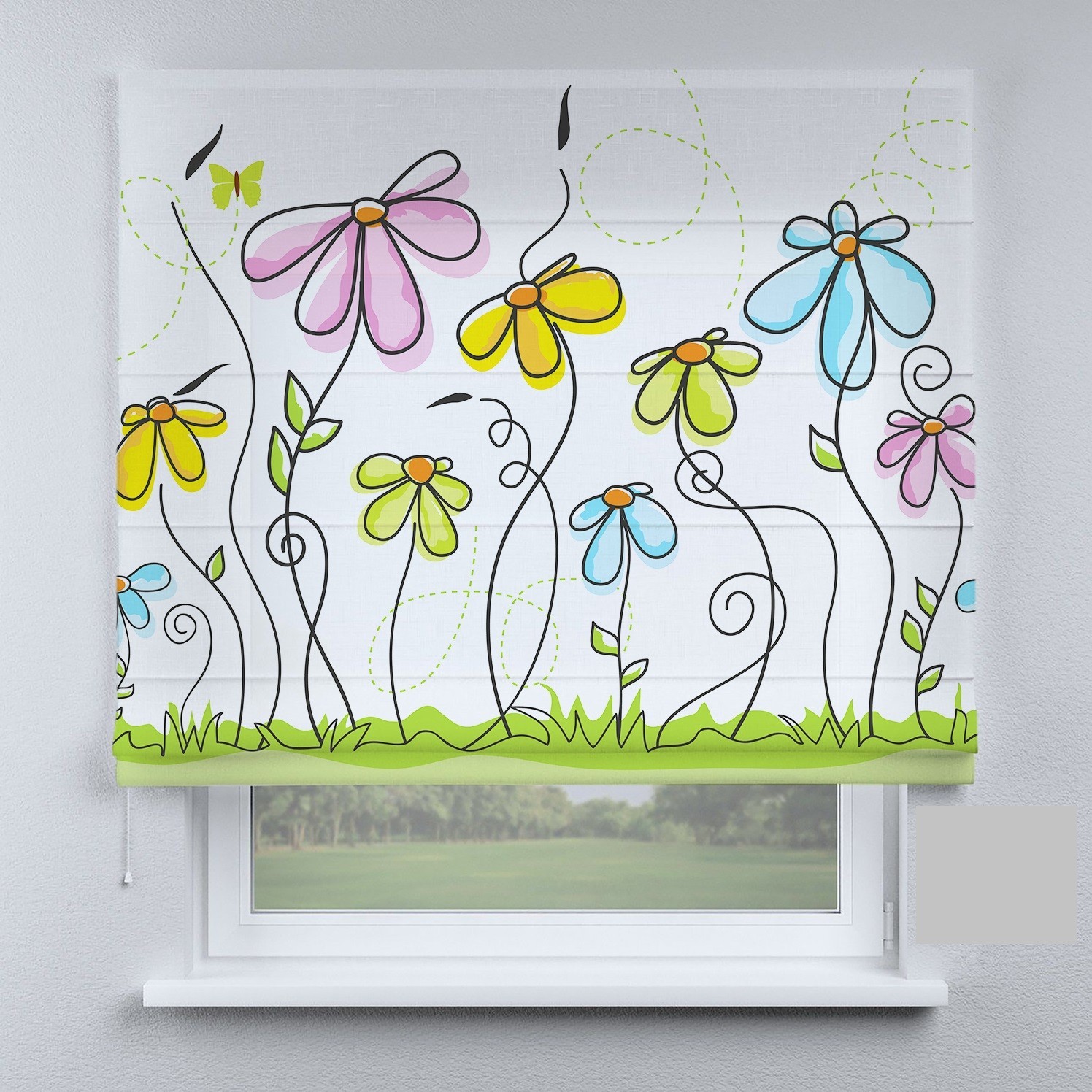 

Римские шторы DECOLIV детские цветы разноцветные 230*170 см