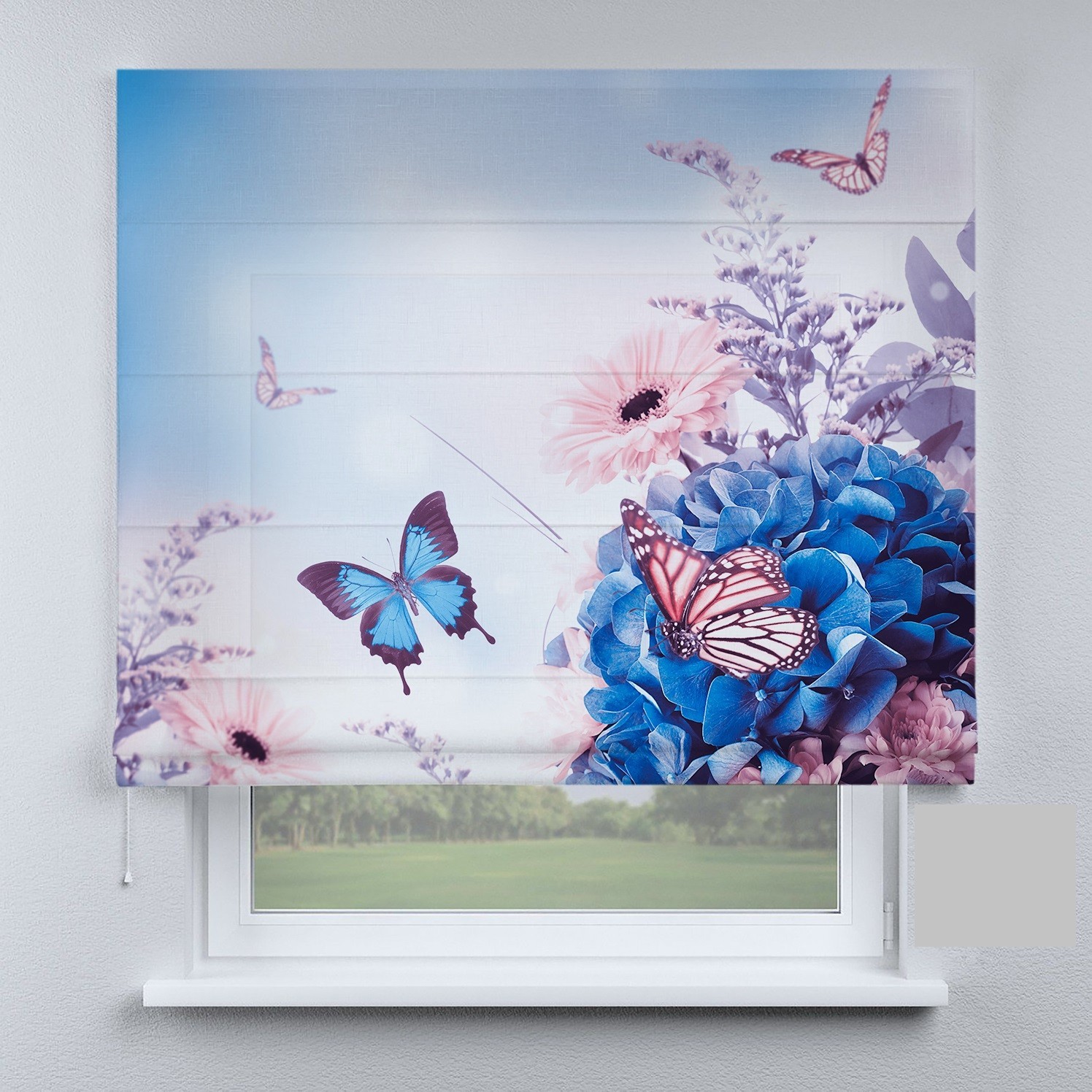 

Римские шторы DECOLIV бабочки фоне цветка 50*170 см