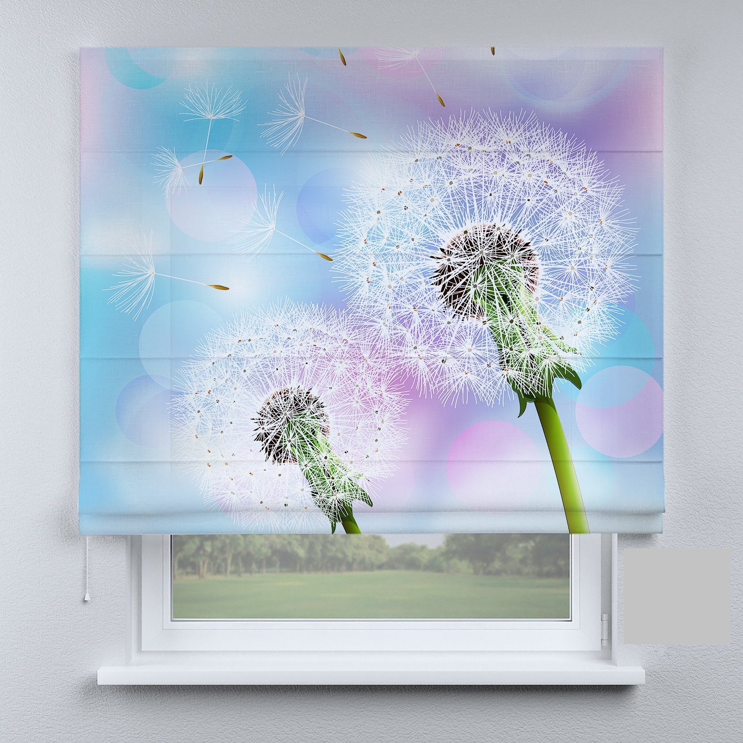 

Римские шторы DECOLIV одуванчики на разноцветном фоне 210*170 см