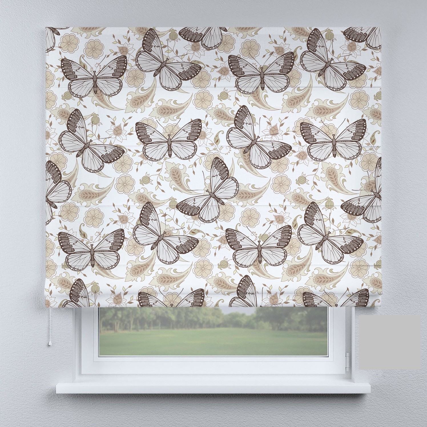 

Римские шторы DECOLIV бабочки коричневые весенние 280*170 см