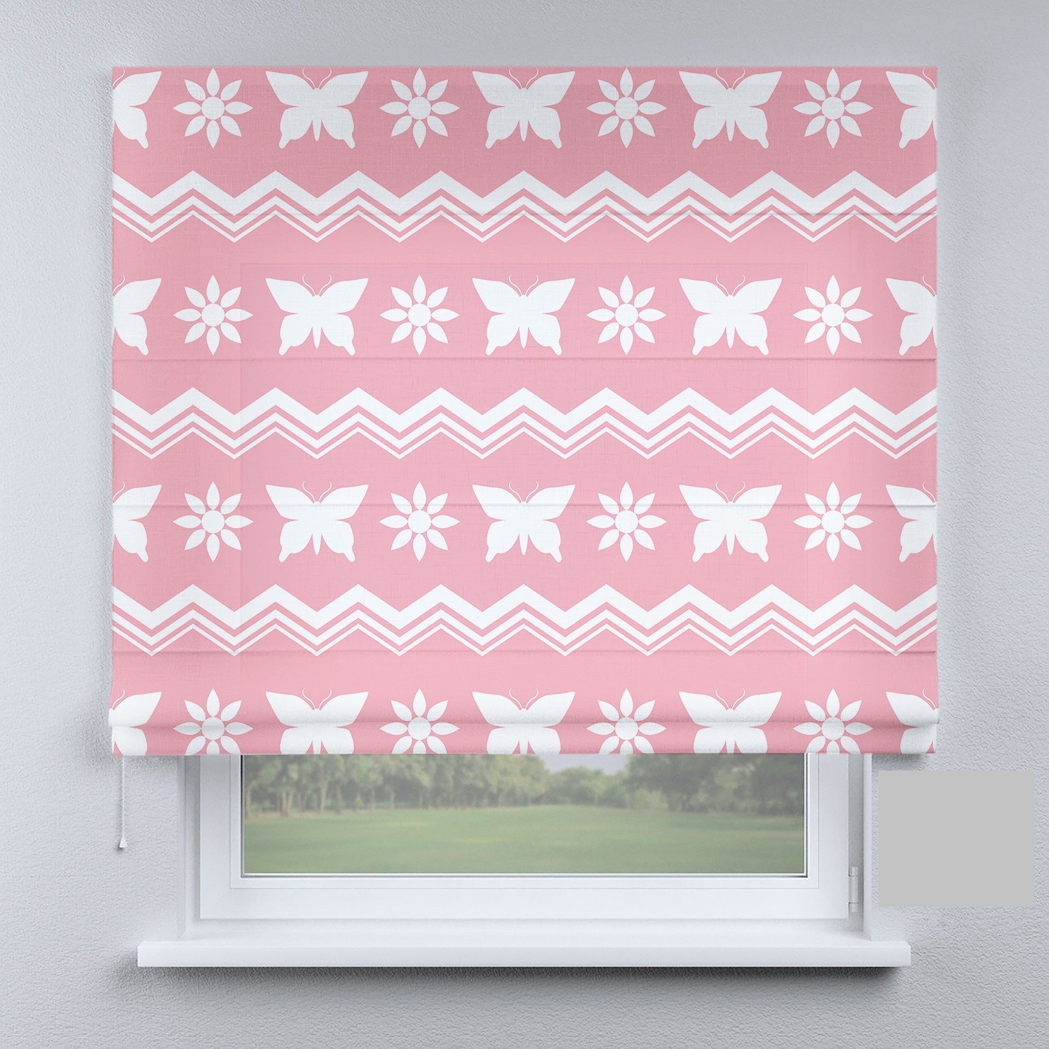 

Римские шторы DECOLIV бабочки Каллима на розовом фоне 240*170 см