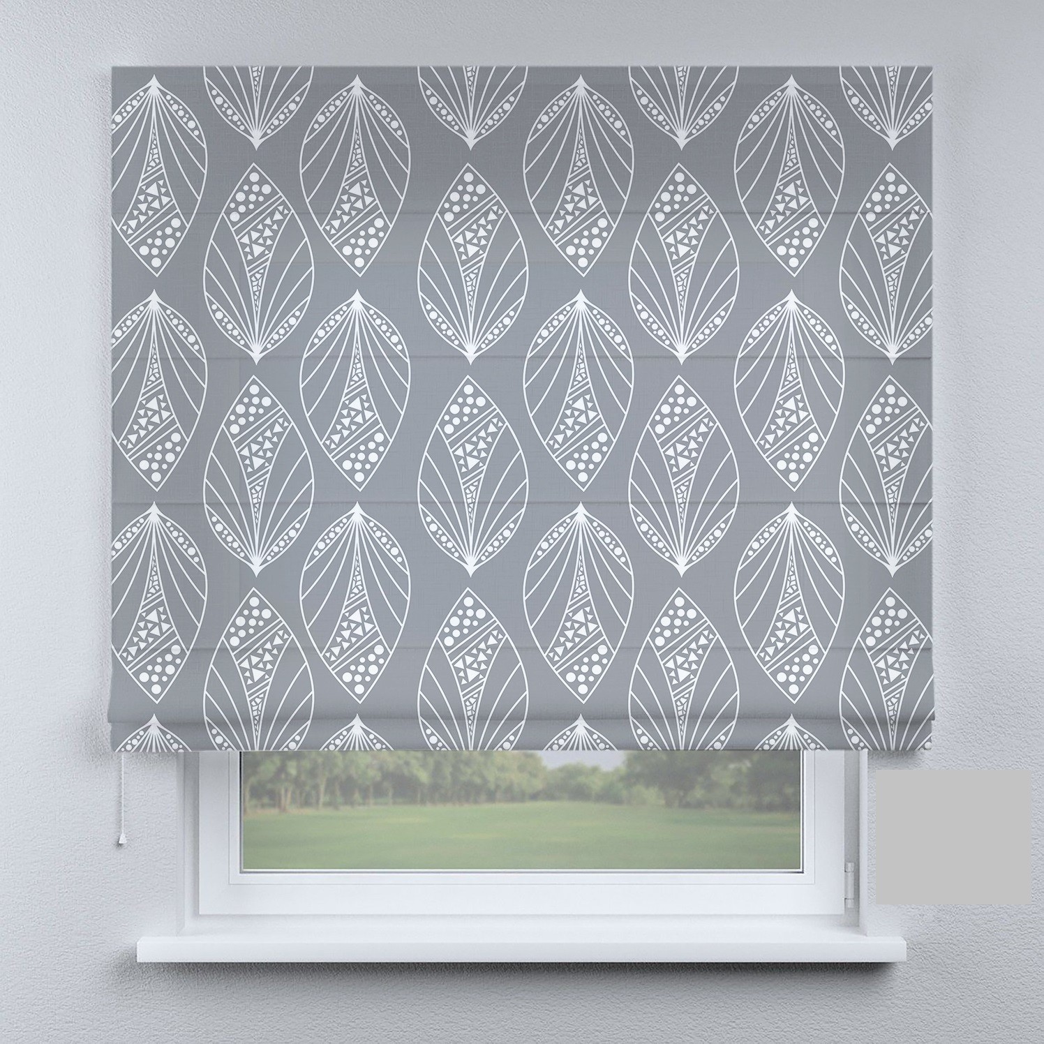 

Римские шторы DECOLIV прованс листья серые 270*170 см