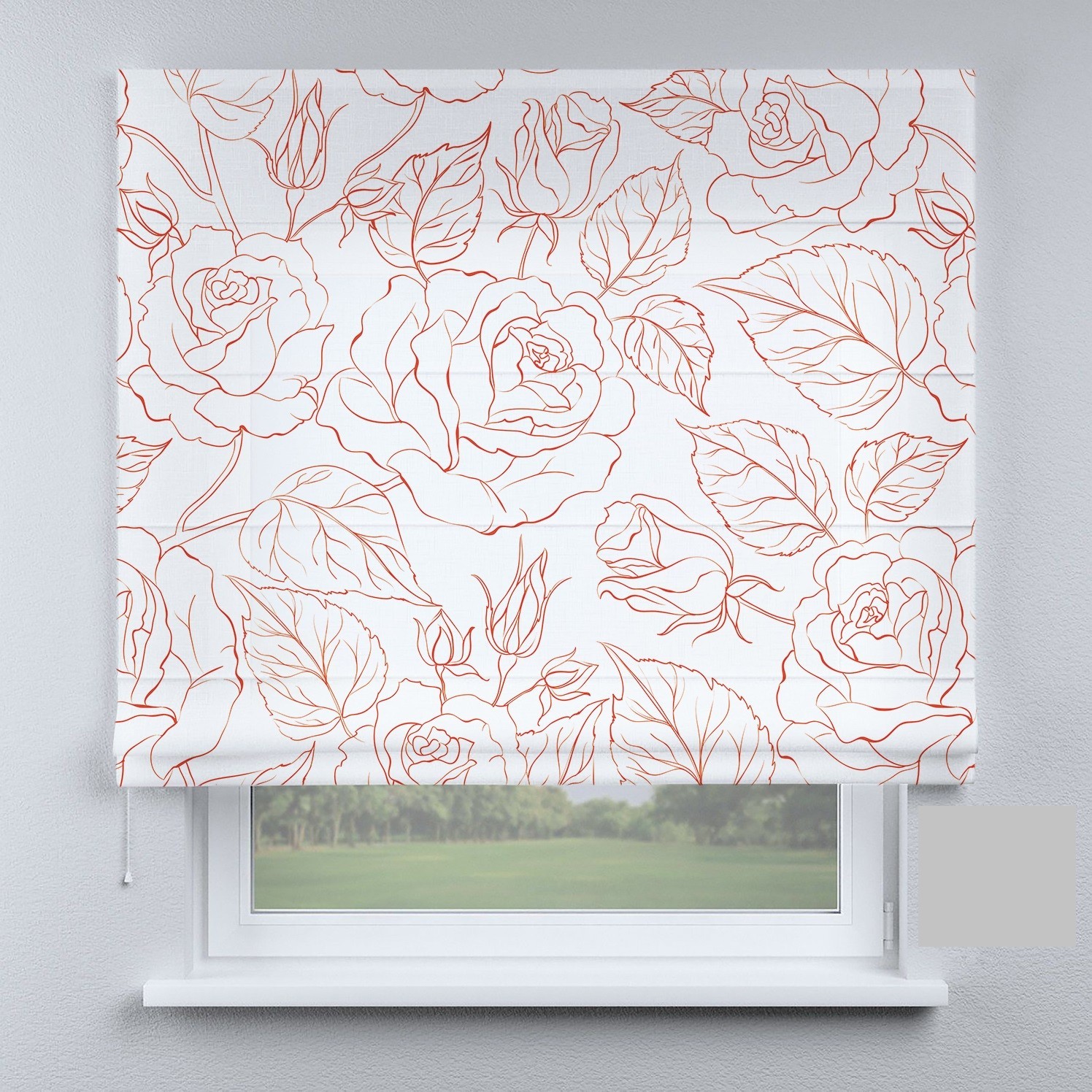 

Римские шторы DECOLIV большие цветы красные 130*170 см