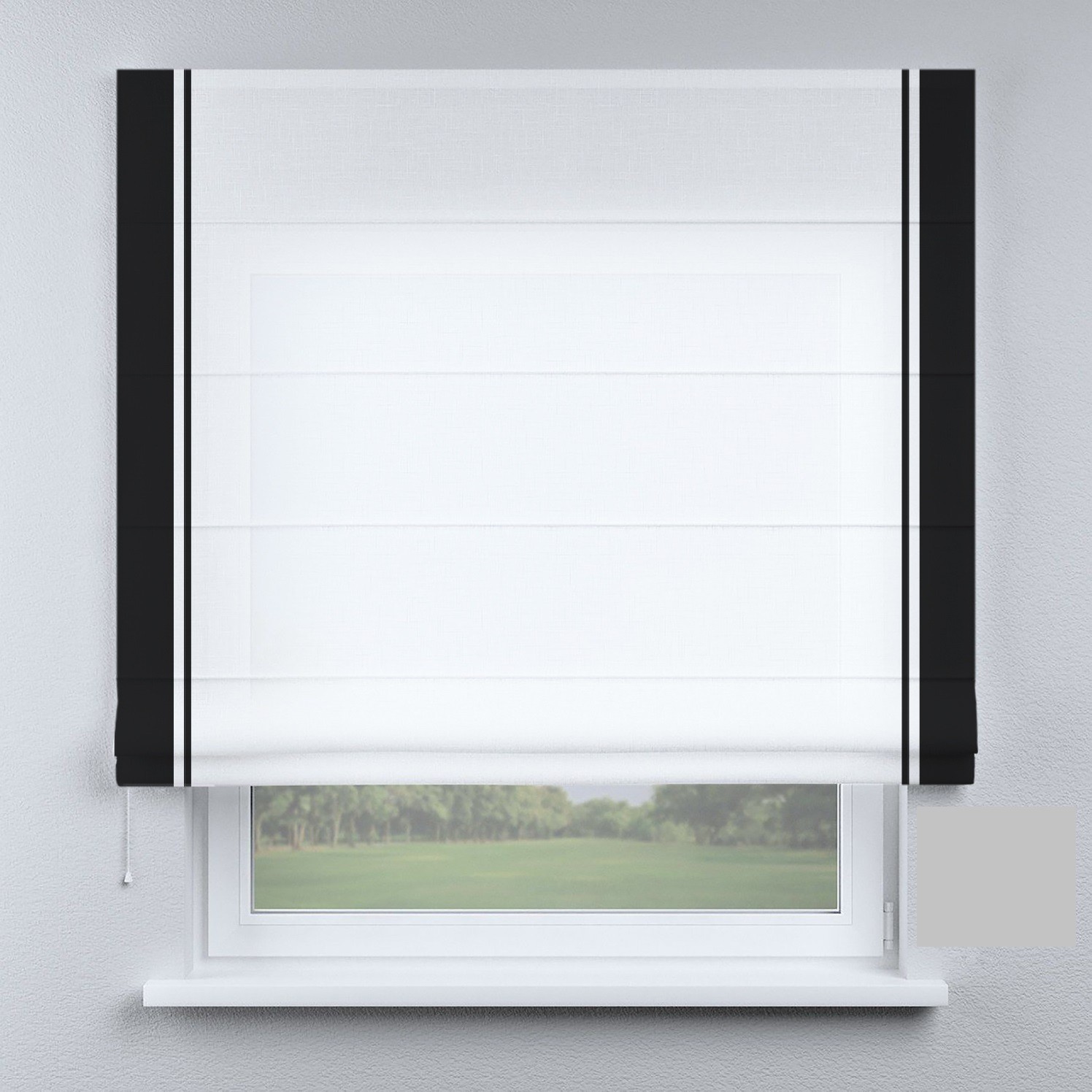 

Римские шторы DECOLIV белые с черными полосками 250*170 см