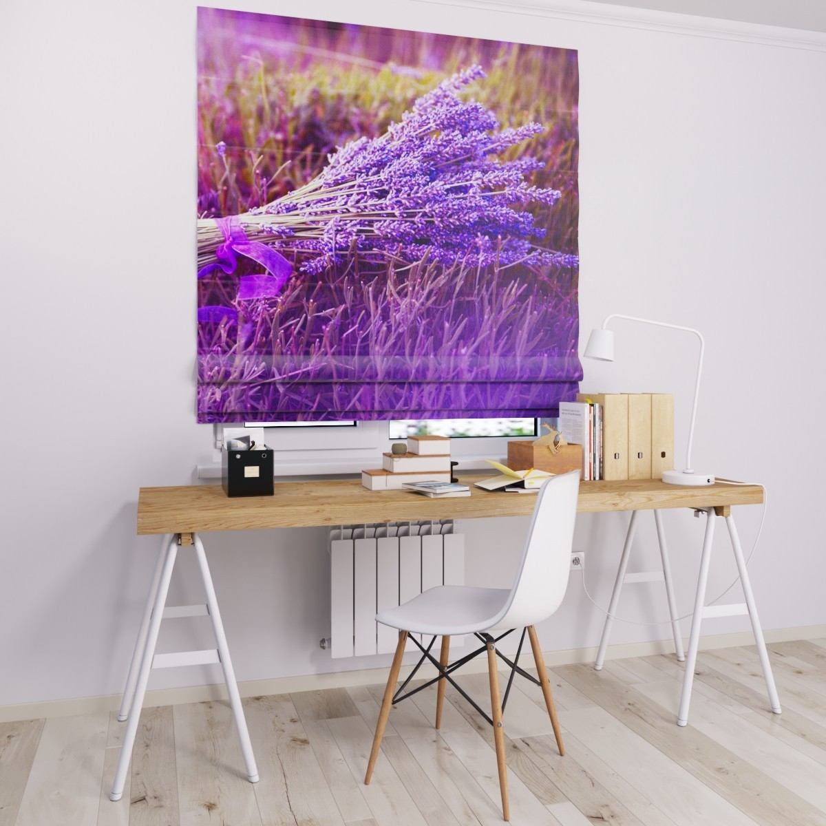 

Римские шторы DECOLIV цветы фиолетовые 250*170 см