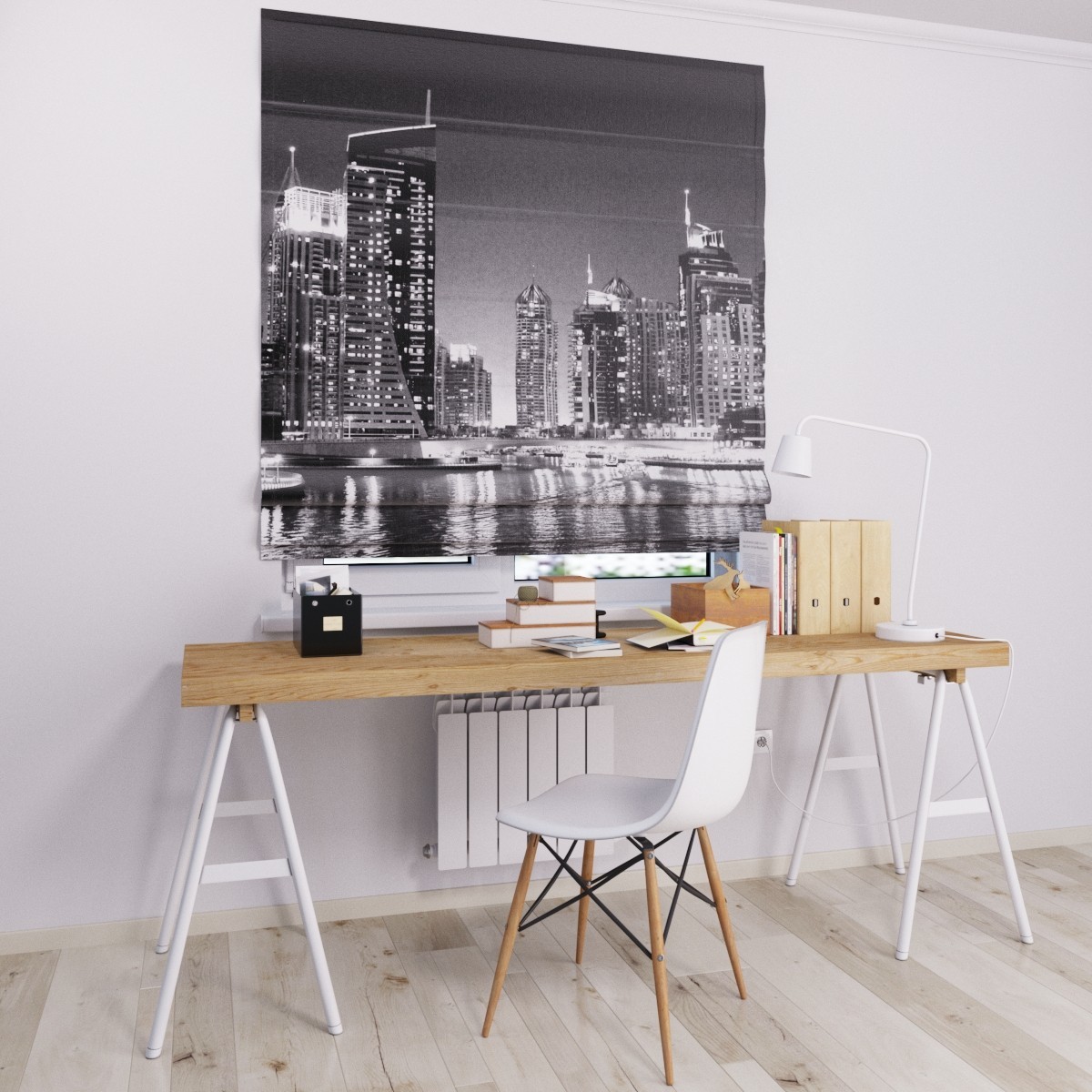 

Римские шторы DECOLIV ночной город в темном цвете 240*170 см