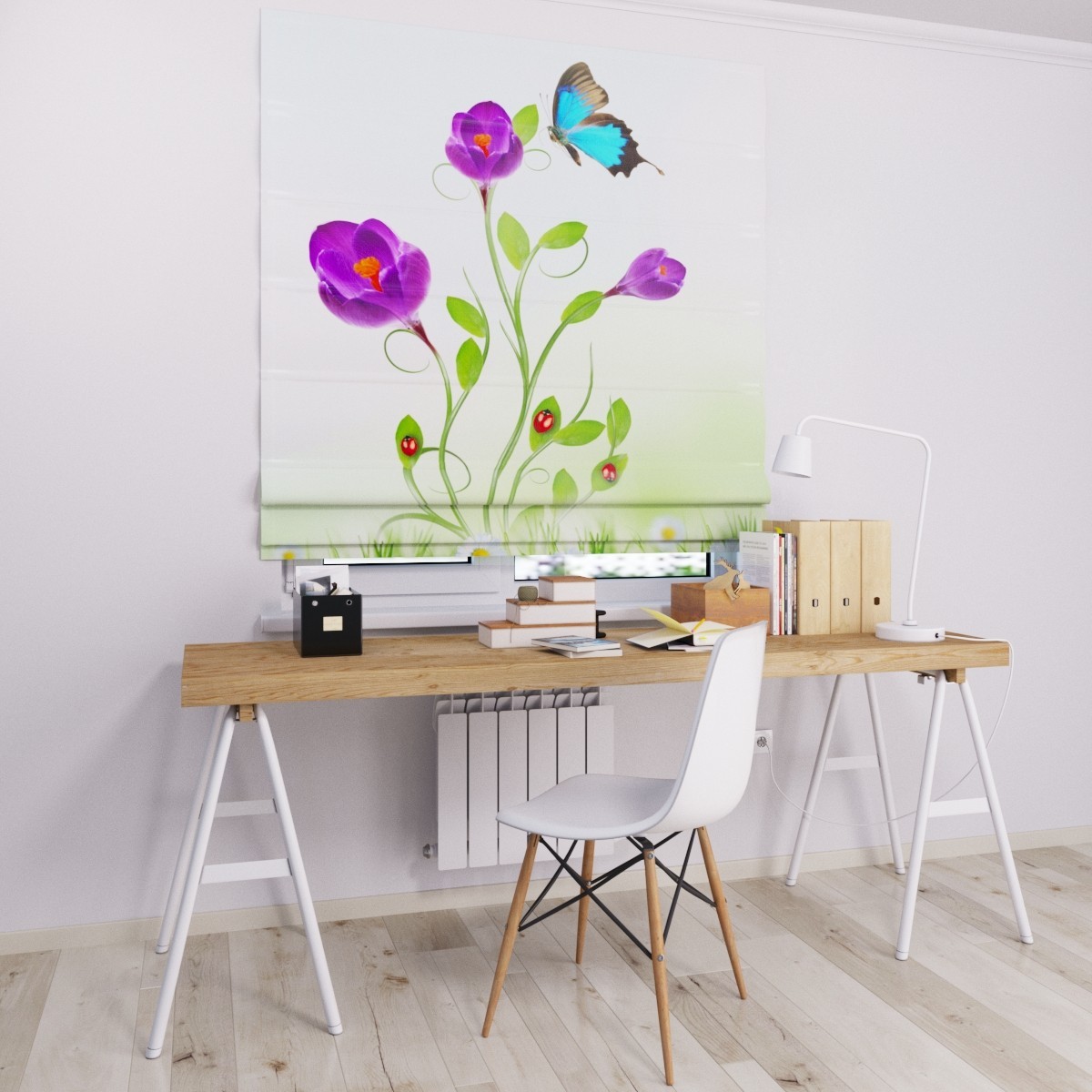 

Римские шторы DECOLIV цветы с бабочкой 80*170 см
