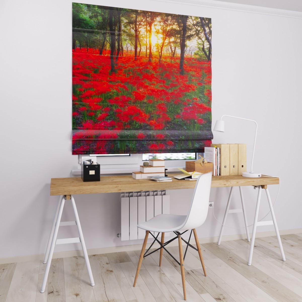 

Римские шторы DECOLIV красные цветы 60*170 см