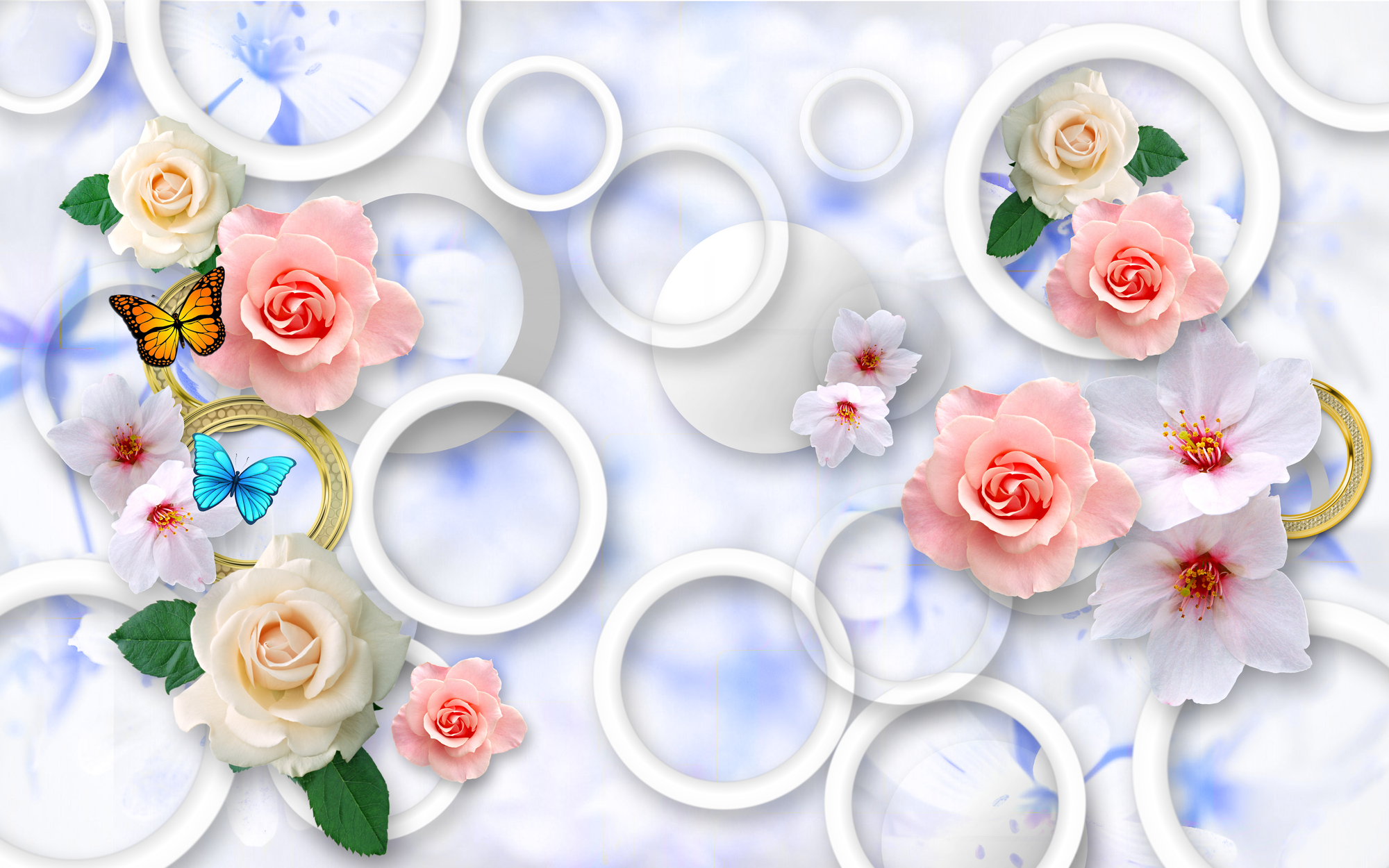 

Фотообои 3D 'Розы' (3474) , Холст