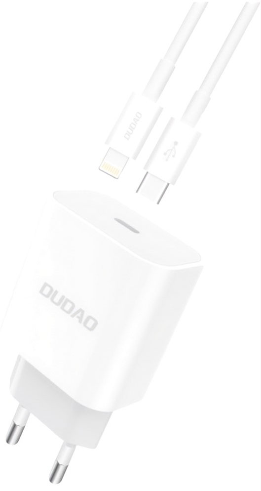 

Сетевое зарядное устройство Dudao Power Port PD A8EUset 20W Type-C с кабелем Type-C Lightning White (QT-DudaoA8EUset)