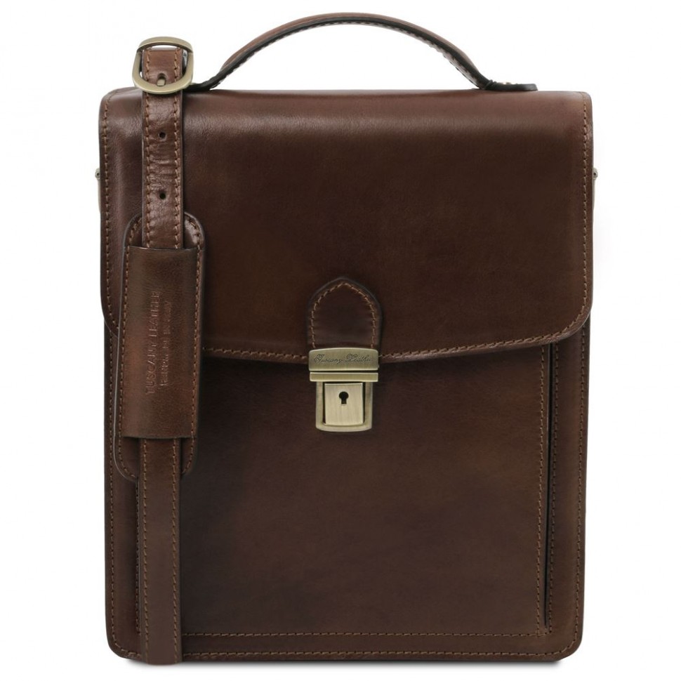 

Мужская кожаная барсетка на плечо Tuscany Leather David TL141424 (большая) (Dark brown — темно-коричневый)