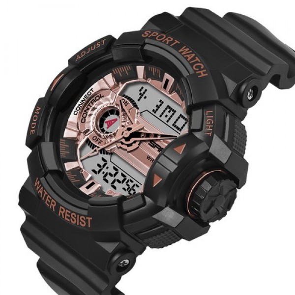 

Мужские кварцевые часы Sanda Black наручные спортивные на пластиковом ремешке + коробка (1044-0016)