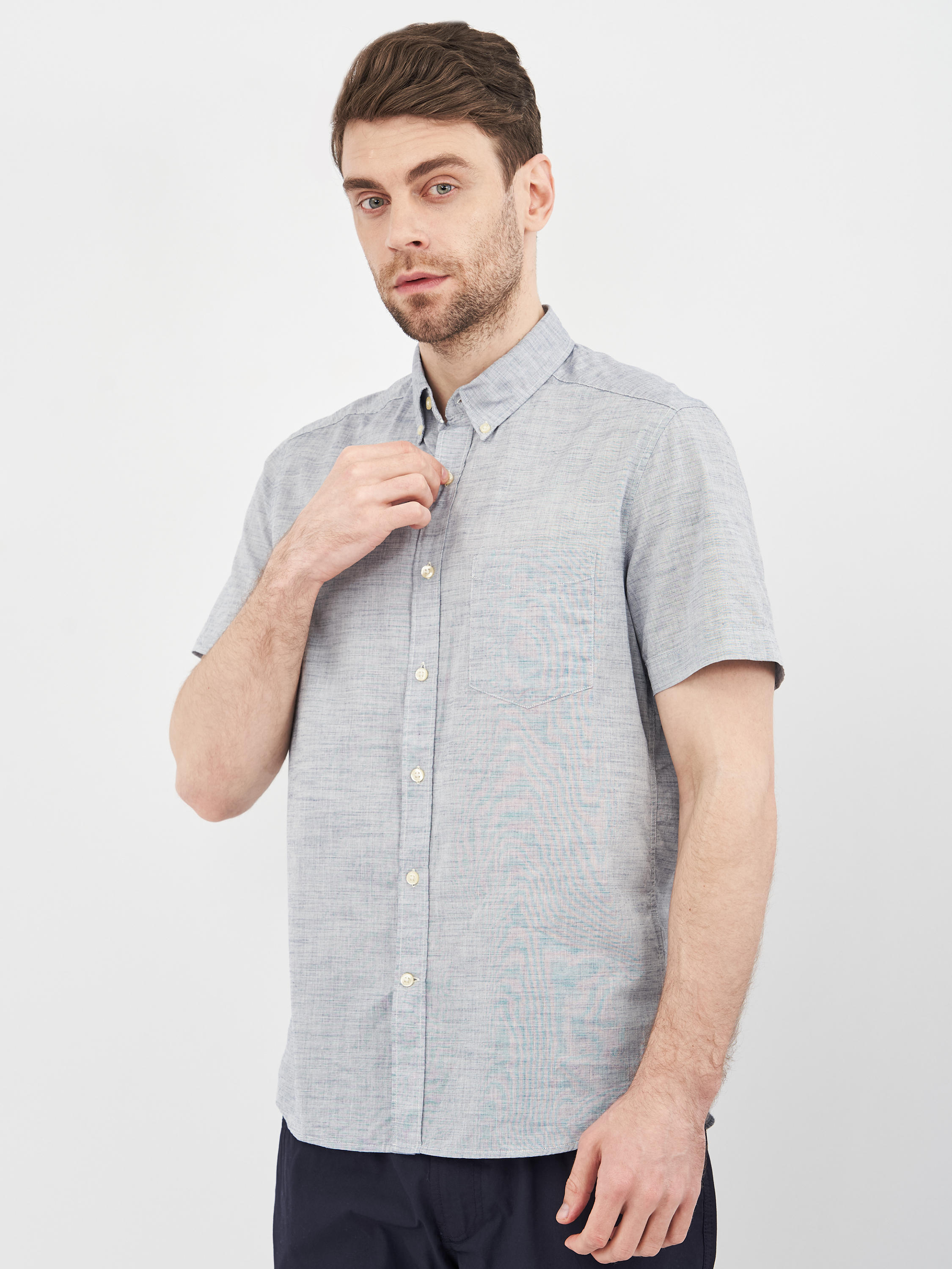 

Рубашка H& 1112-2447081  Синяя меланж, Рубашка H&M 1112-2447081 M Синяя меланж