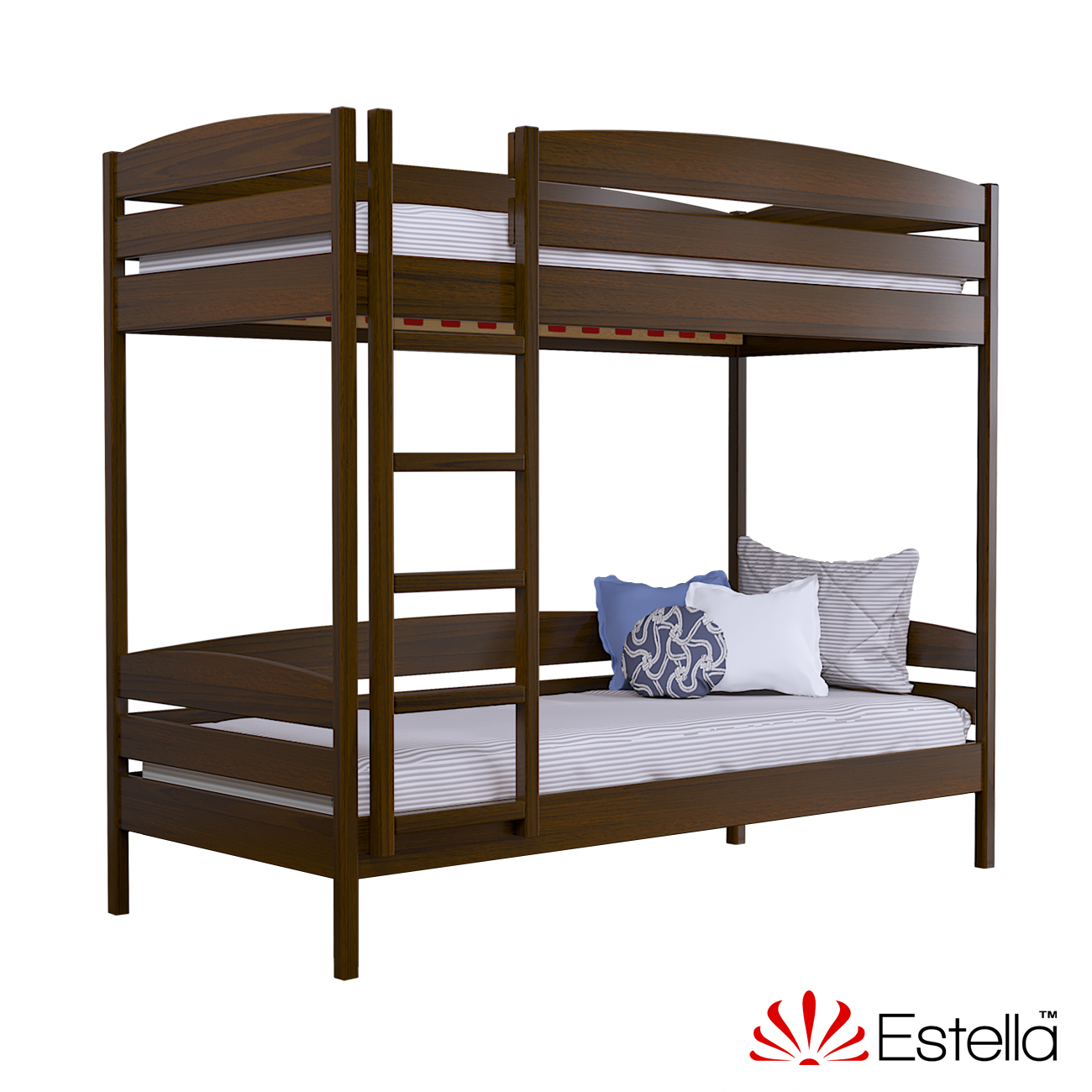 

Двухъярусная кровать Дуэт Плюс без ящиков Estella 80х200 101 - темный орех Масив 2Л4