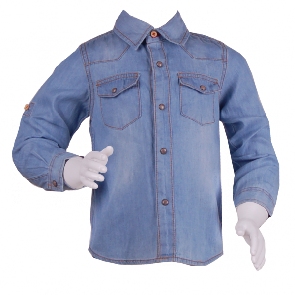 

Лаконичная рубашка для детей 2 года (87 см) Z 30088-jeans джинс цвет