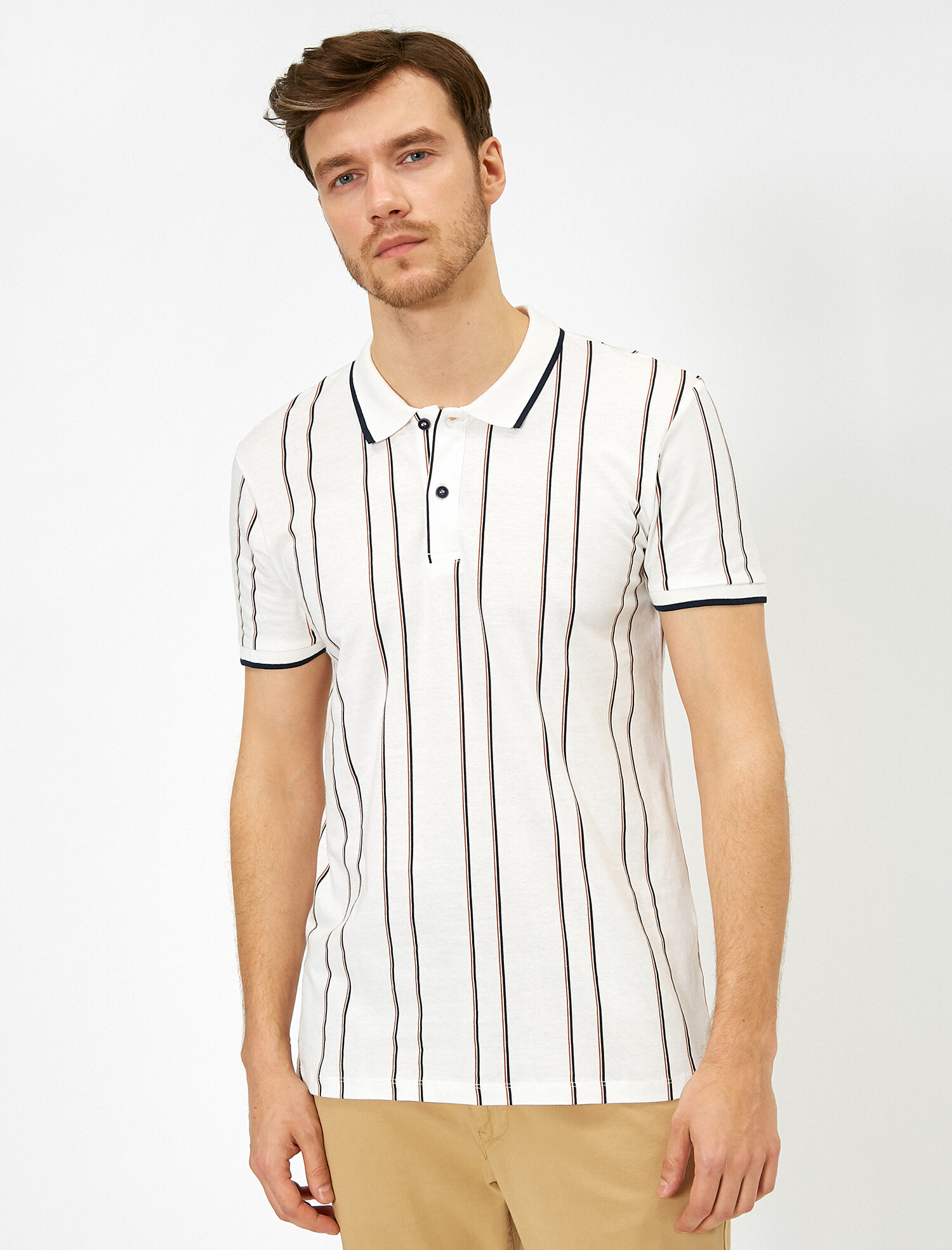 

Поло Koton 0YAM11420LK-06J L White Stripe