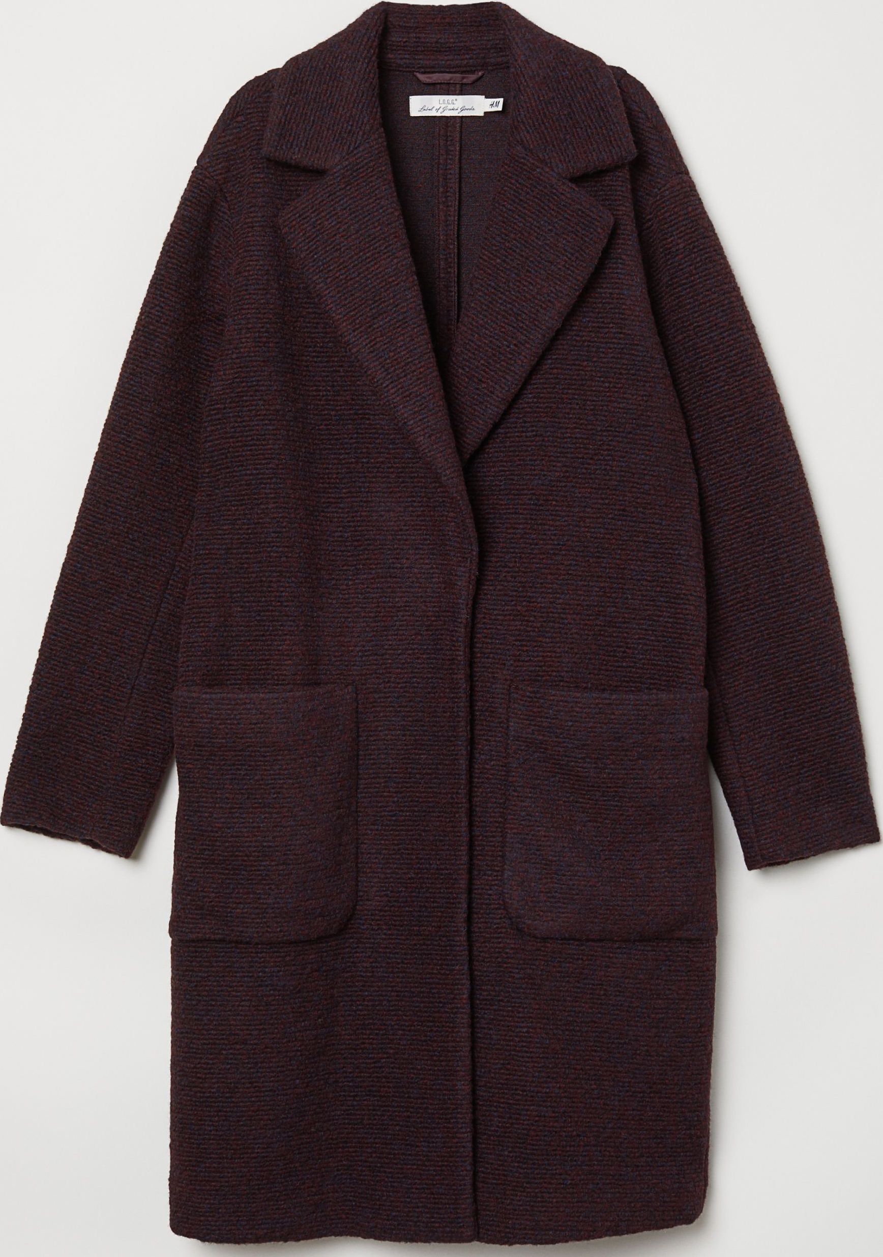 

Пальто H&M 6831478 S Темно-бордовое