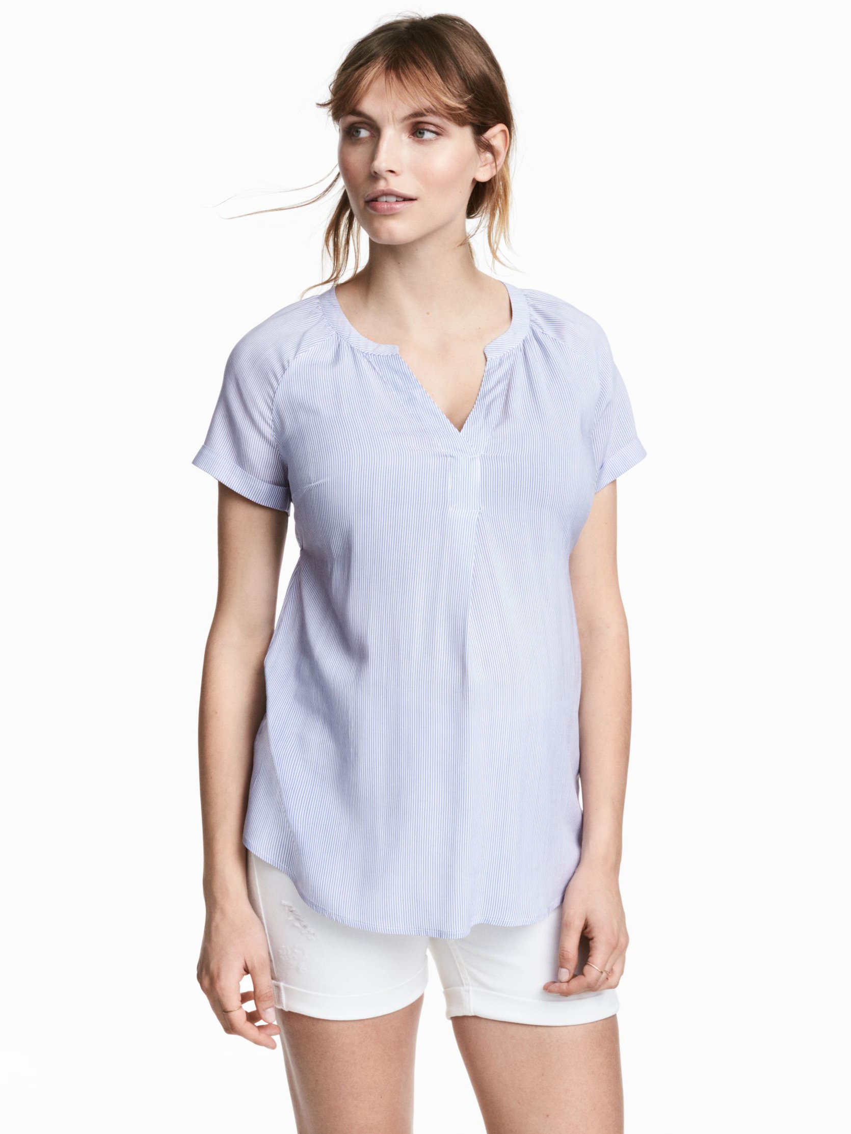 

Блузка для беременных H&M 393676511 L Белая с голубым