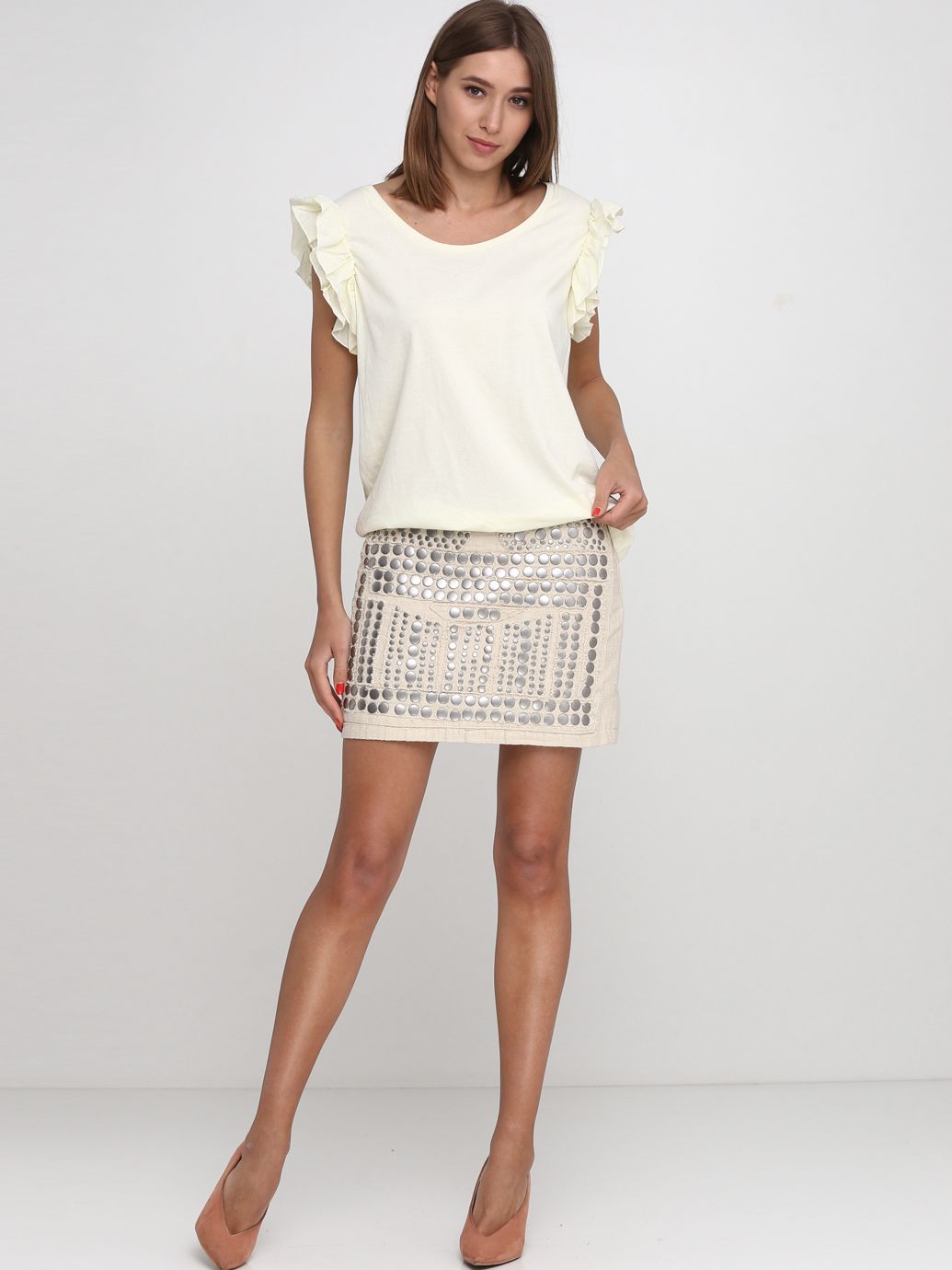 

Юбка H&M 1568927 38 Светло-бежевая
