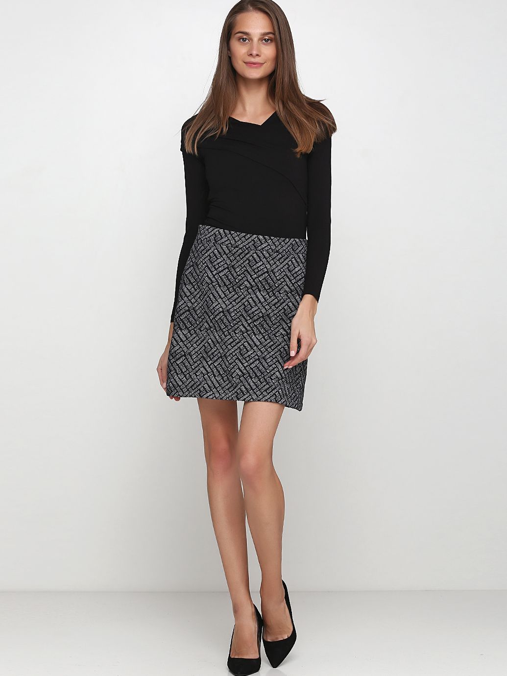 

Юбка H&M 3747054 S Черная с белым