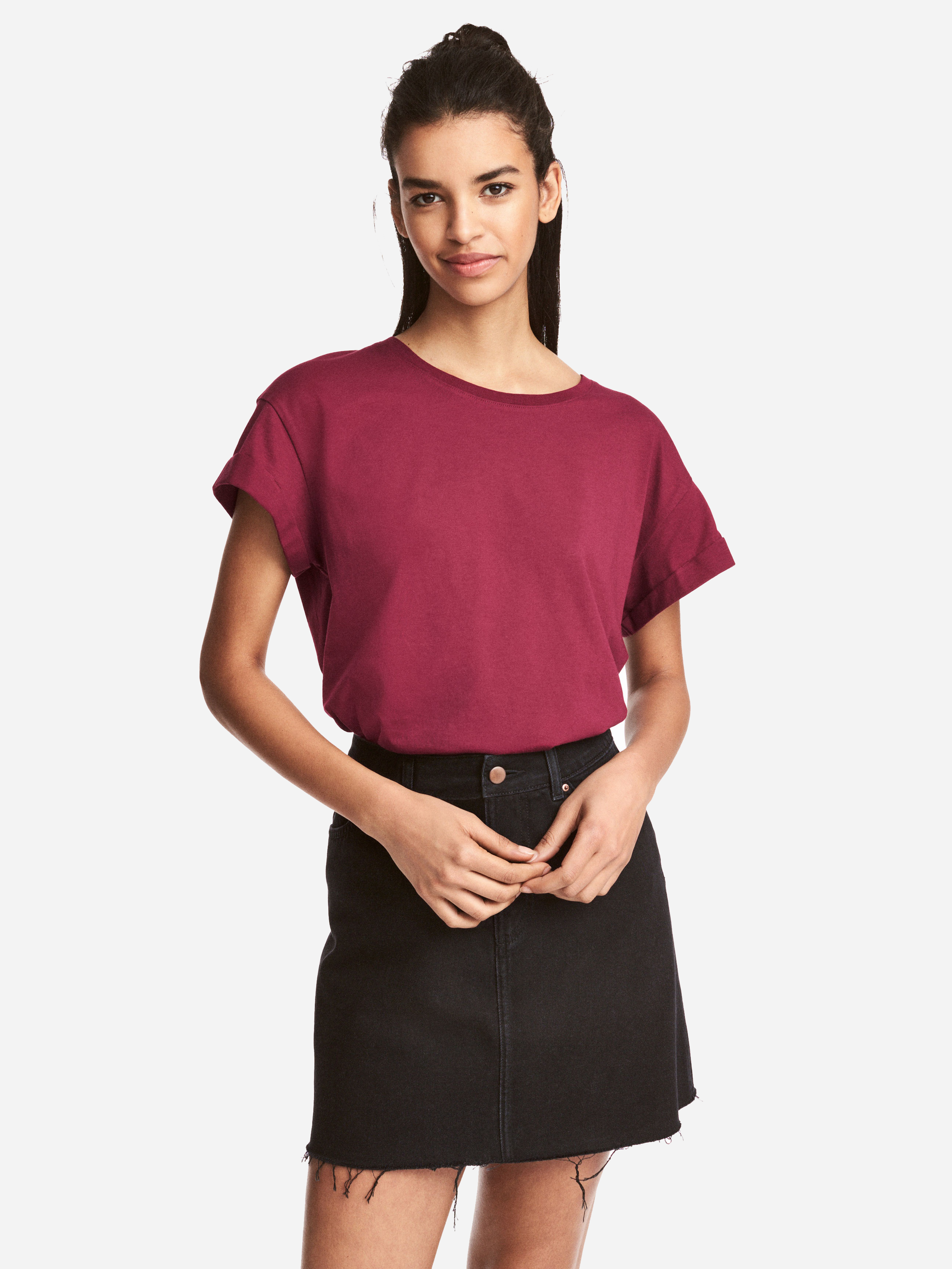 

Футболка H&M 2406705 S Темно-розовая