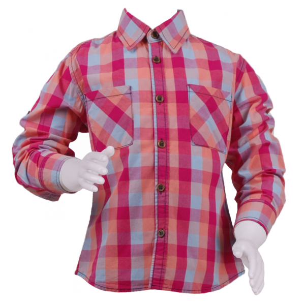 

Рубашка в крупную клетку 2 года (87 см) Z 30045-pink голубой цвет