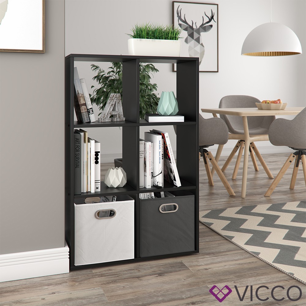 

Разделитель комнаты, стеллаж Vicco, 6 ячеек, черный