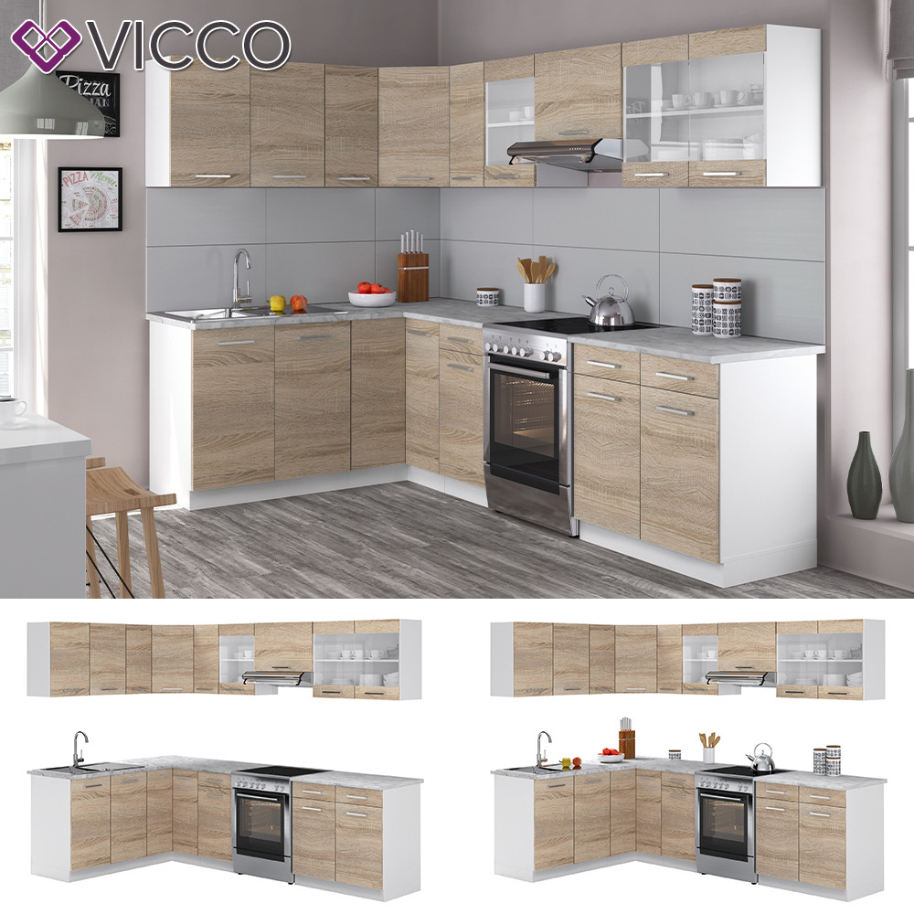 

Готовая угловая кухня Vicco Rick 267 см, сонома