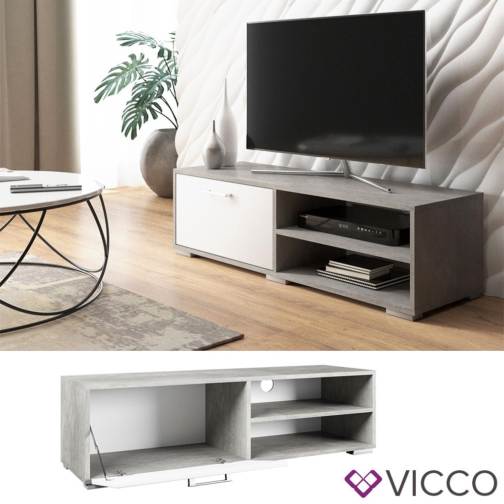 

Тумба под телевизор Vicco Kamilla, 120x34, белый, бетон