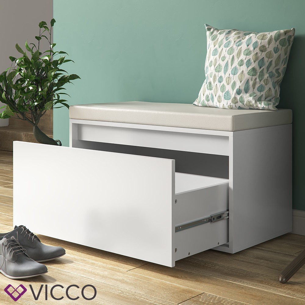 

Тумба для обуви + сидение Vicco Iker, белый матовый