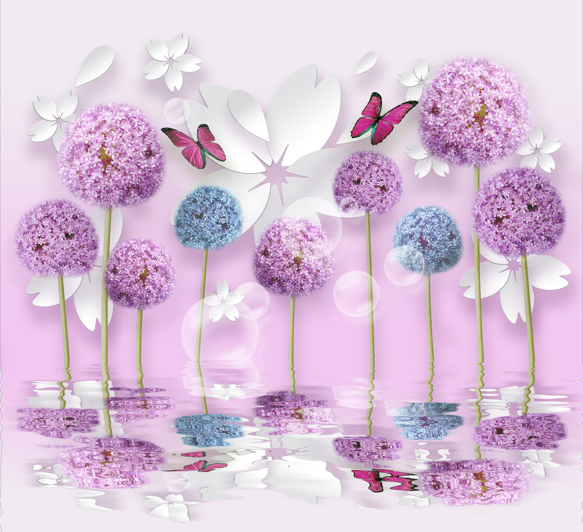 

Фотообои 3D 'Сиреневые 3D цветы' (3277) , Фреска