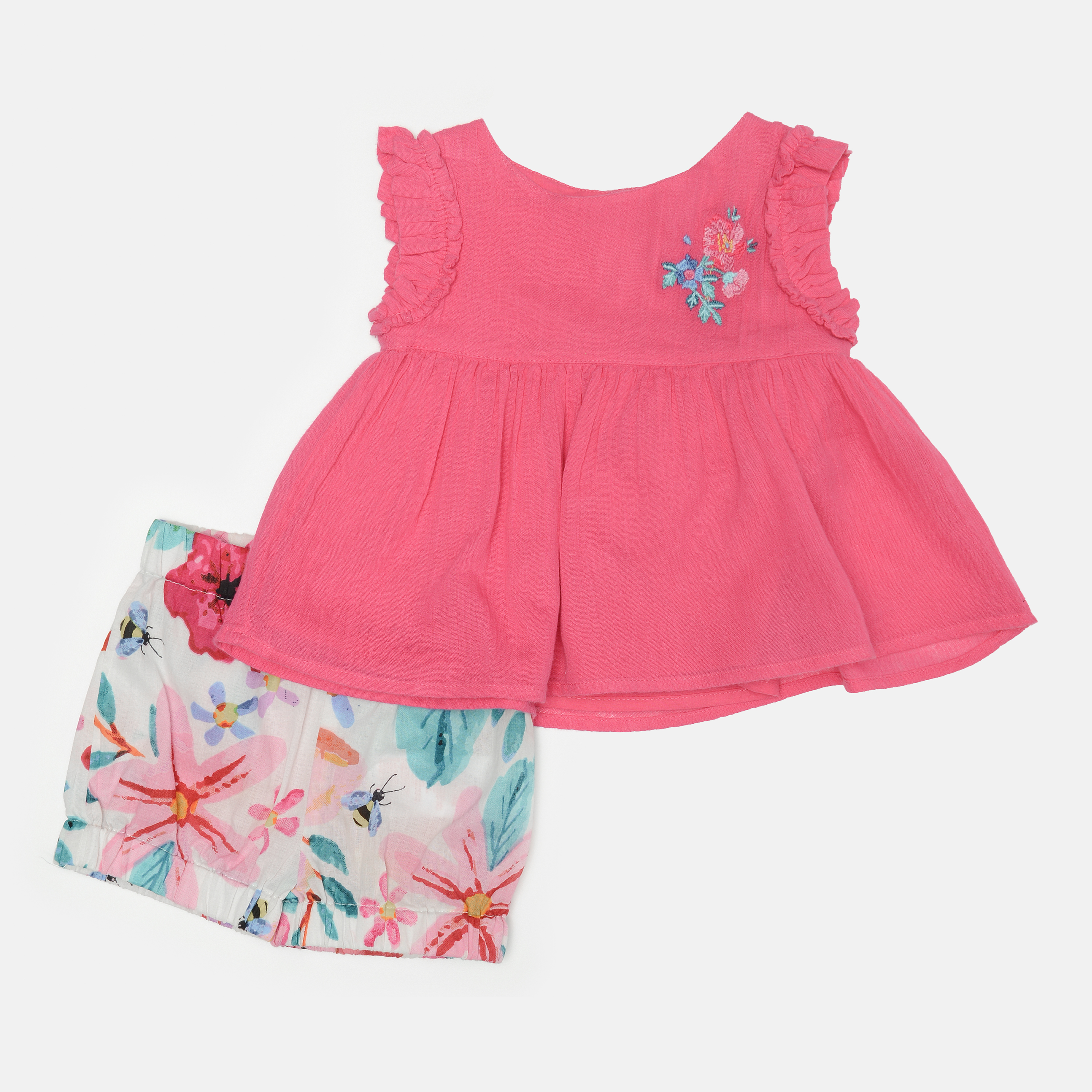 

Костюм (туника + шорты) Minoti Bee 6 2515 62-68 см Розовый с белым