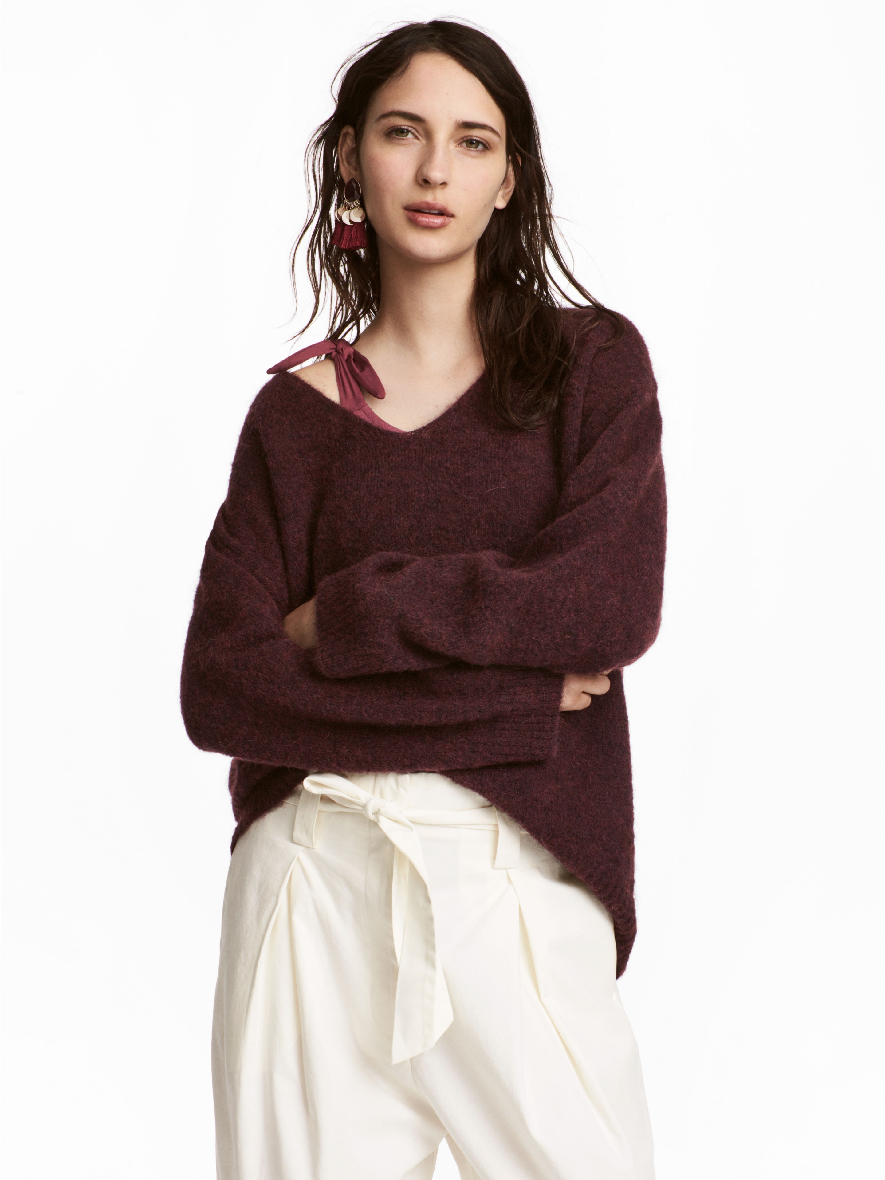 

Пуловер H&M 0533589-6  Бордовый, Пуловер H&M 0533589-6 S Бордовый