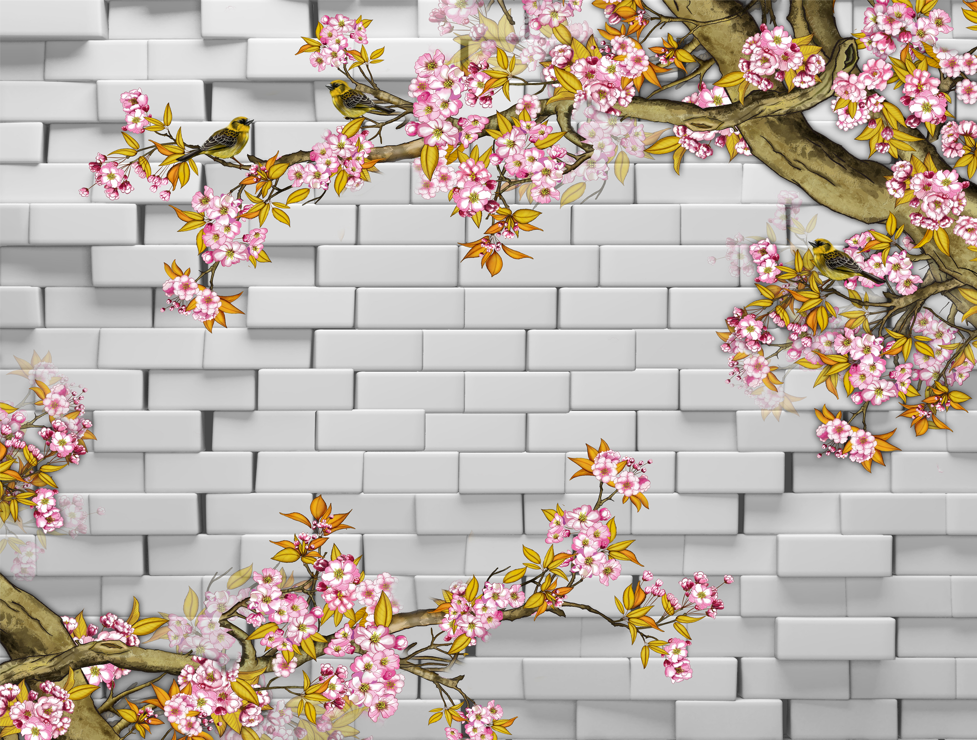 

Фотообои 3D 'Сакура у стены' (3460) , Иней