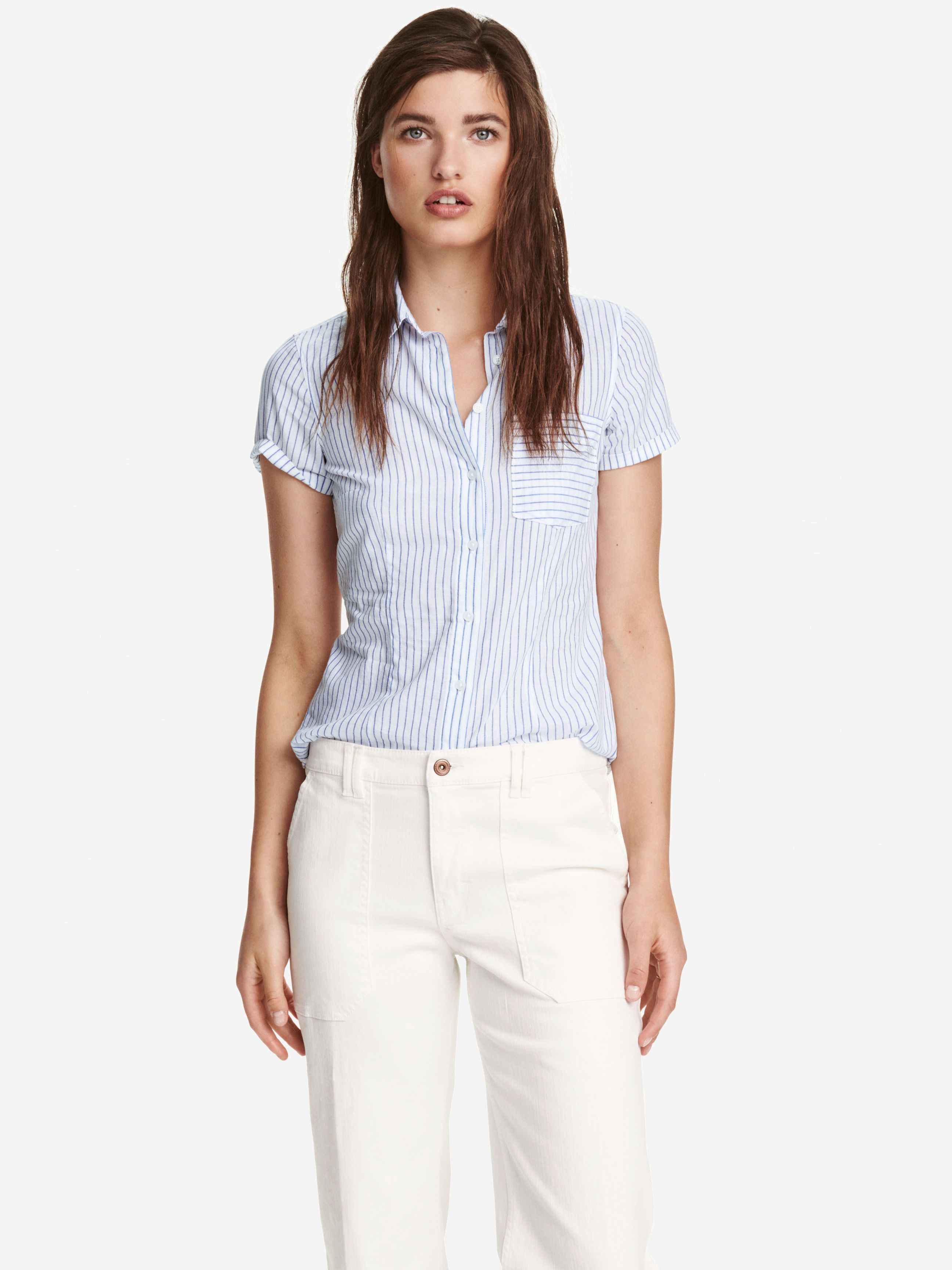 

Рубашка H&M 4003834-ACSF 42 Белая с синим
