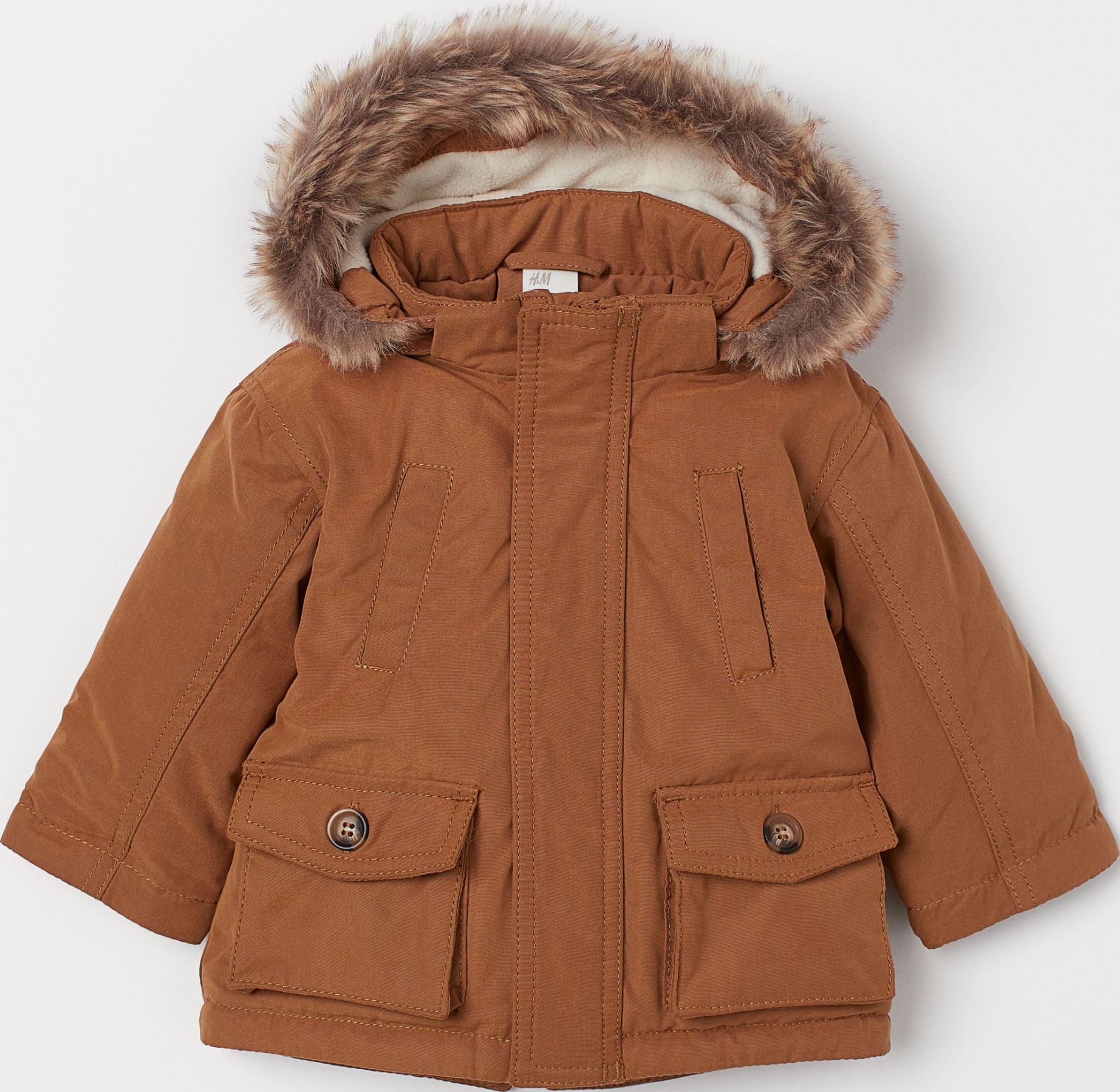 Акция на Дитяча зимова куртка для хлопчика H&M 0734918 74 см Коричнева от Rozetka