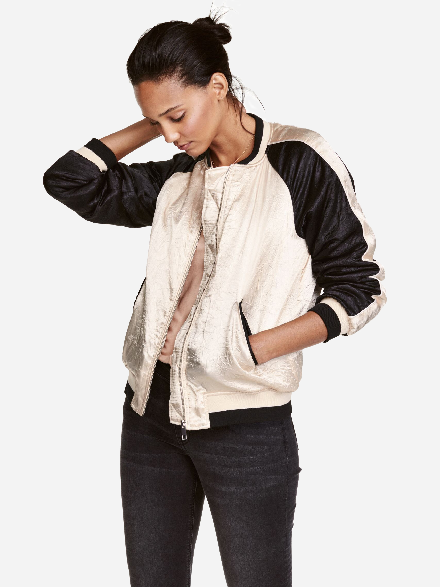 

Бомбер H&M 112-4216574  Светло-бежевый, Бомбер H&M 112-4216574 40 Светло-бежевый