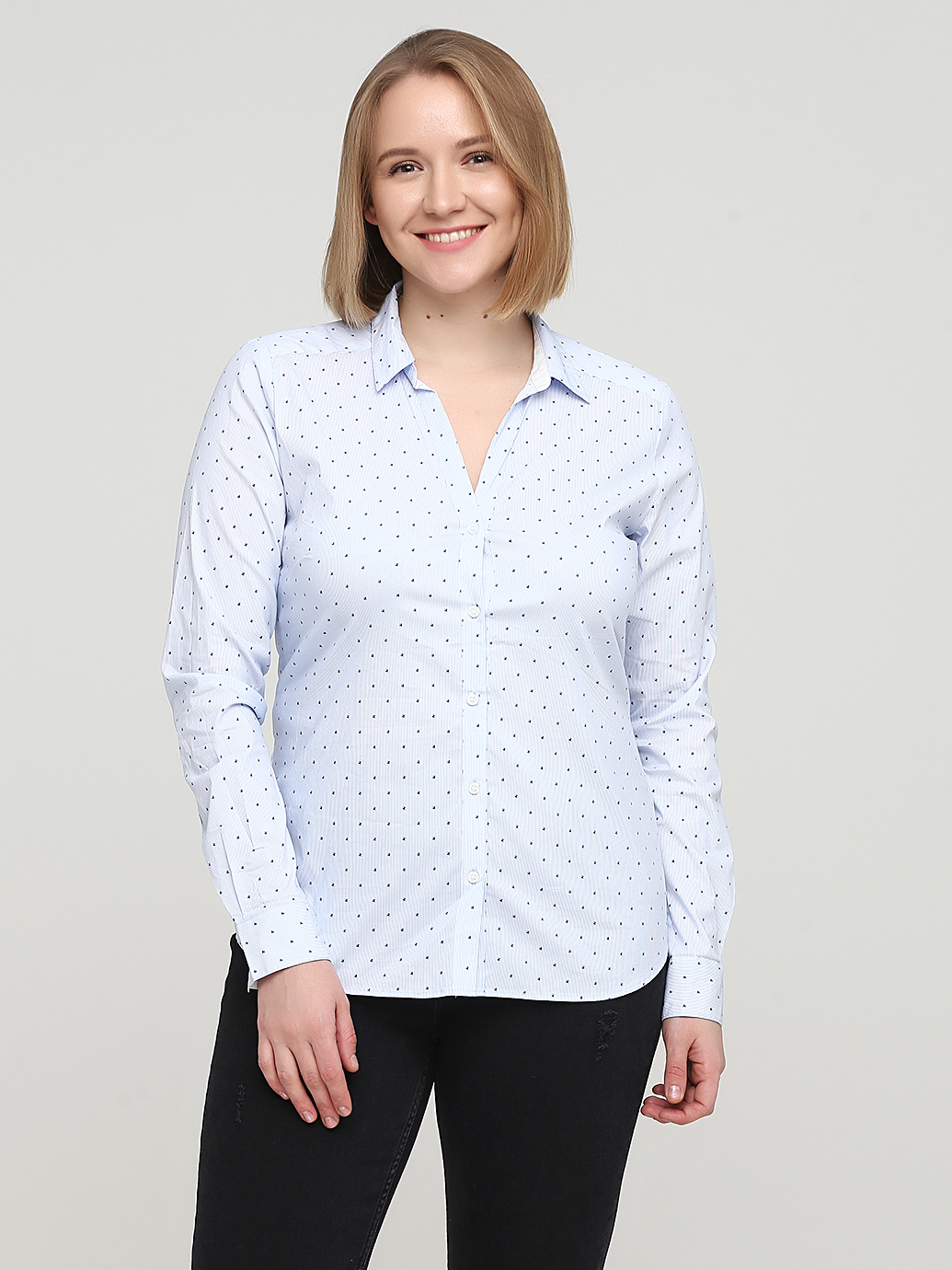 

Рубашка H&M 0507909_голуб. полос. с цветами  Белая, Рубашка H&M 0507909_голуб. полос. с цветами 42 Белая