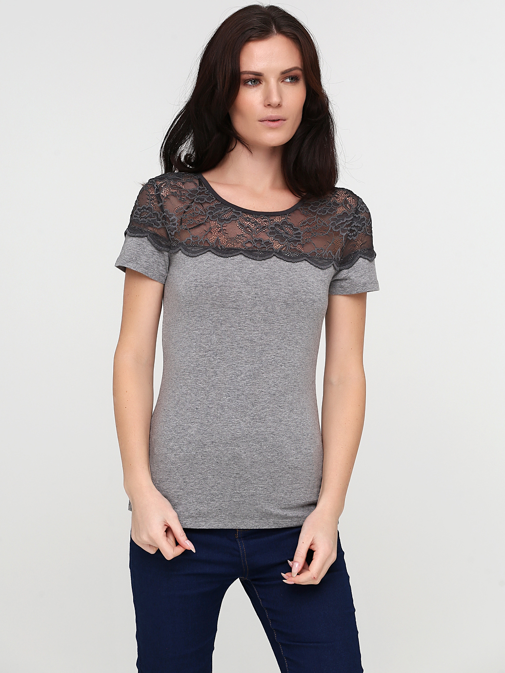 

Футболка H&M 0269426_сер.круж  Серая, Футболка H&M 0269426_сер.круж S Серая