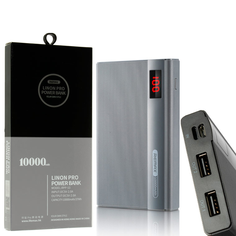 

Power Bank Remax Linon Pro RPP-53 10000 mAh серый