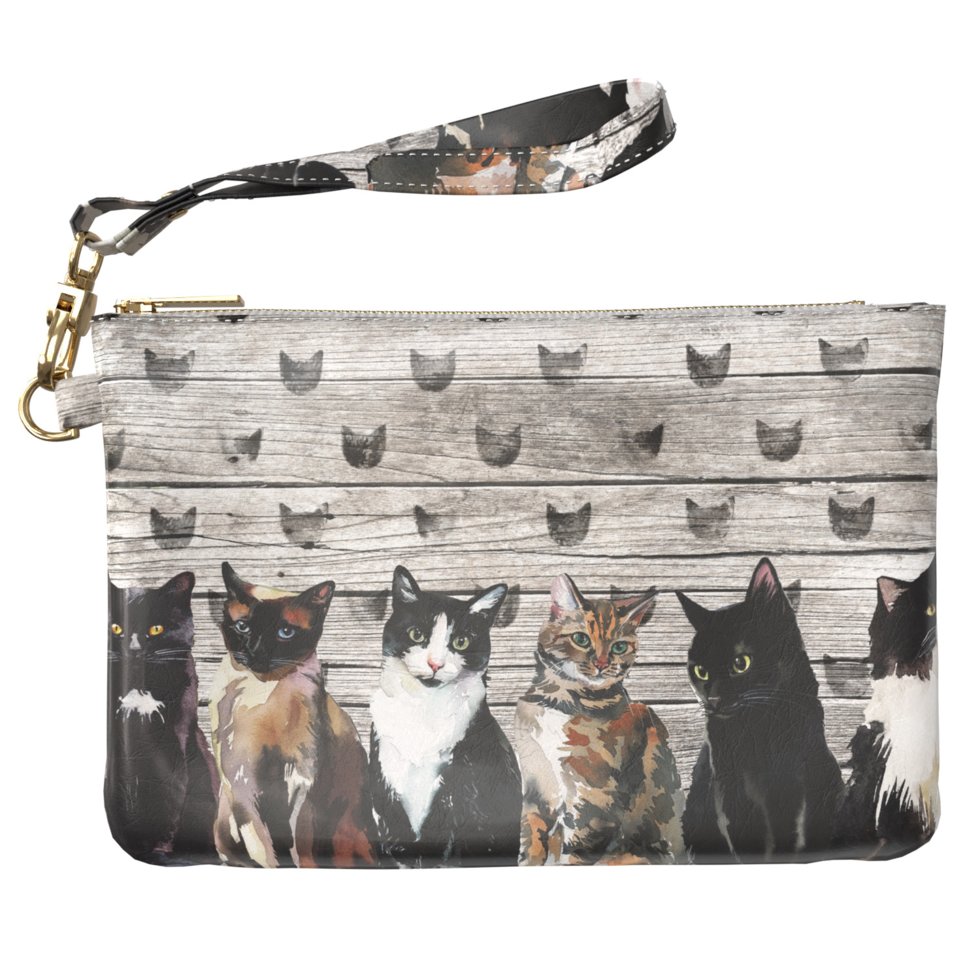 

Женская косметичка, дорожная сумочка (Кошки паттерн) ручной роботы из эко-кожи