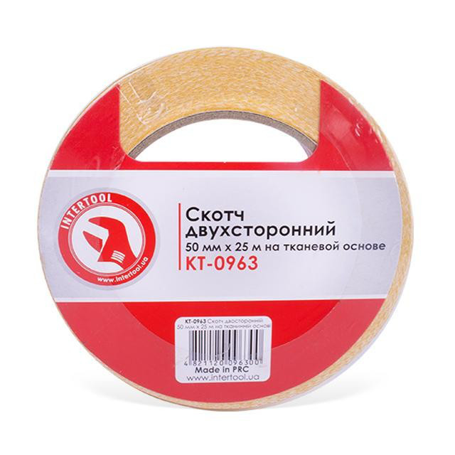 

Скотч Intertool двухсторонний 50 мм х25 м на тканевой основе (KT-0963)