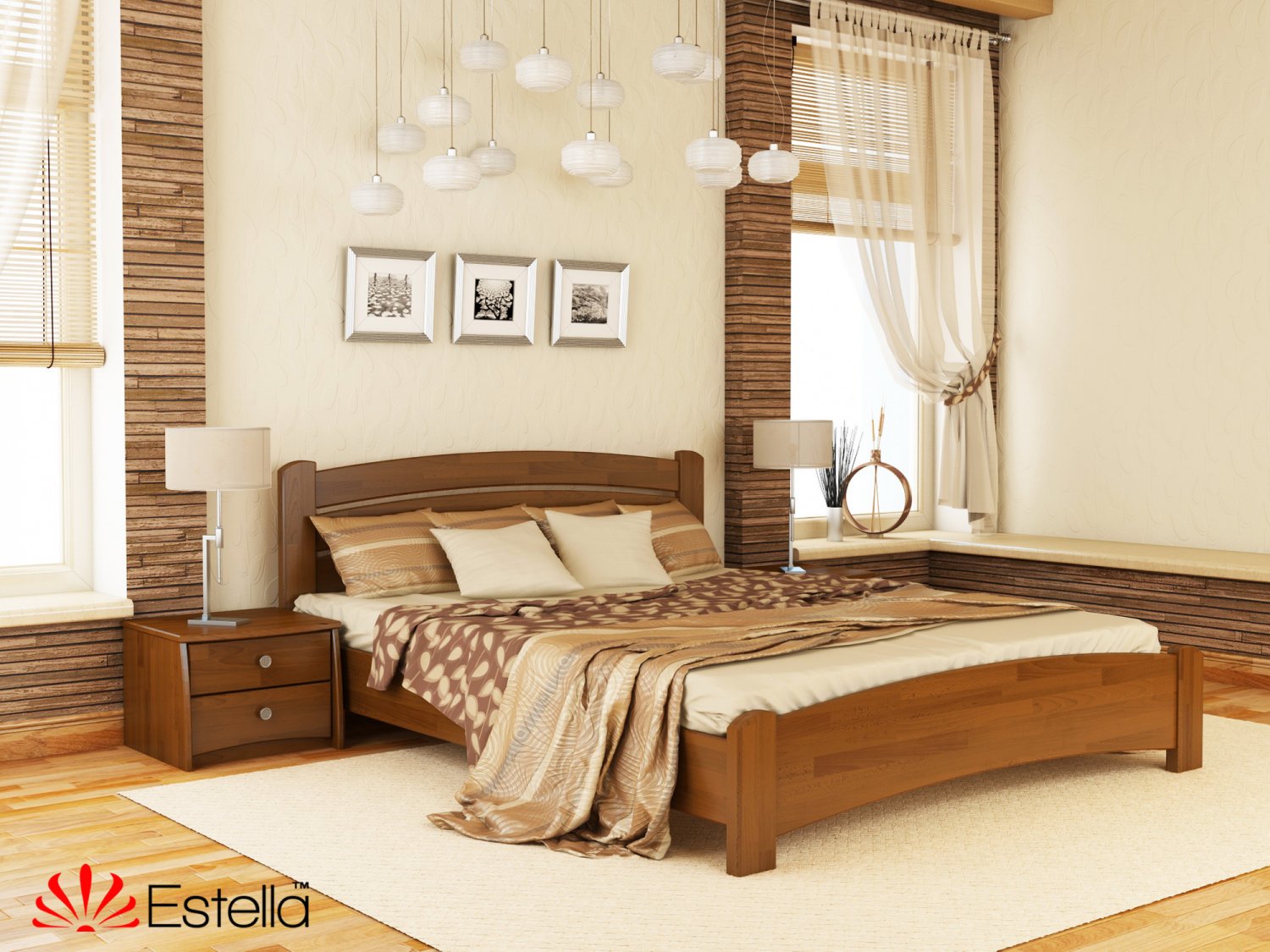 

Кровать двуспальная Венеция Люкс Estella 160х200 103 - светлый орех Щит 2Л25