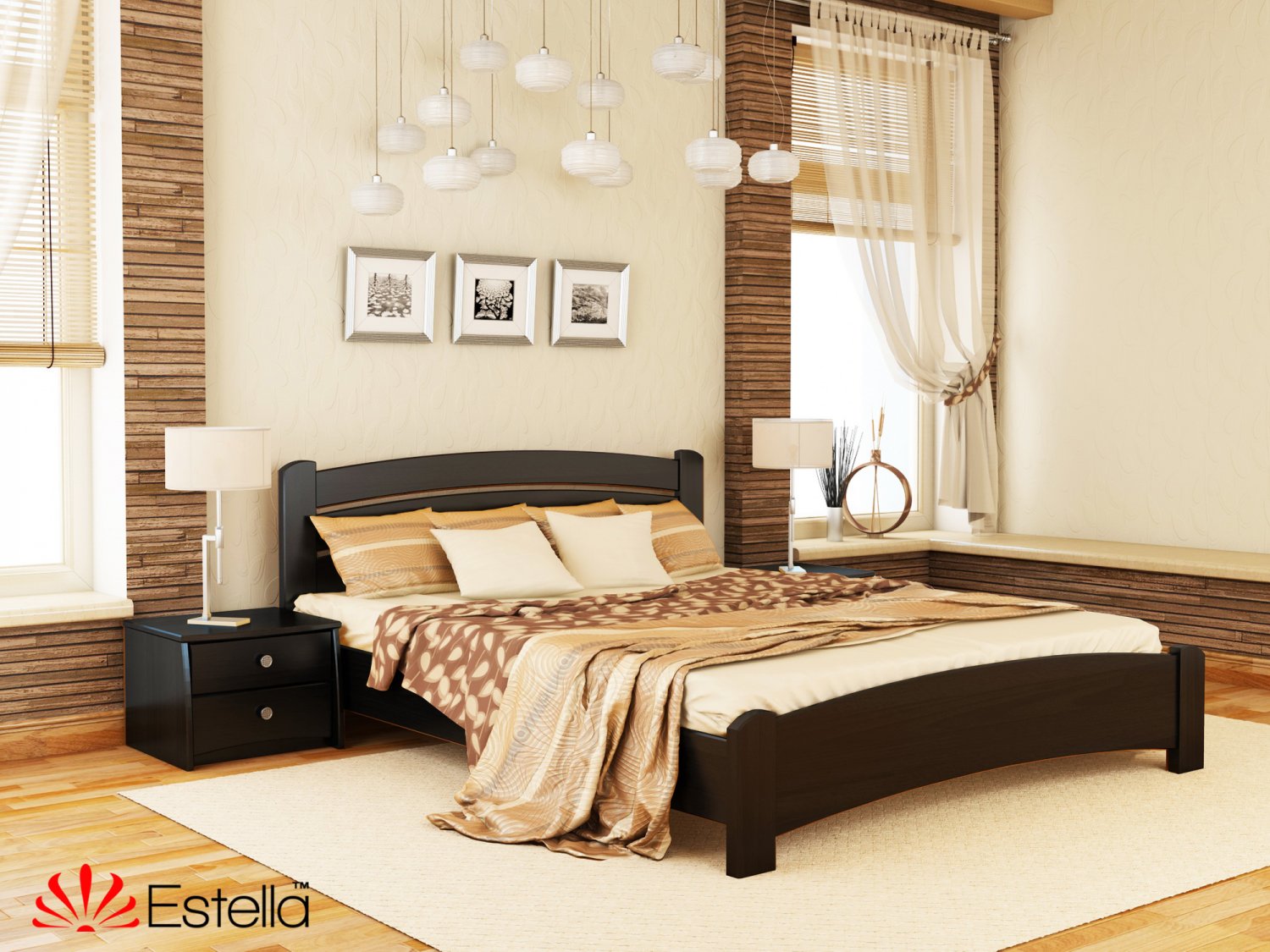 

Кровать двуспальная Венеция Люкс Estella 160х190 106 - венге Масив 2Л4