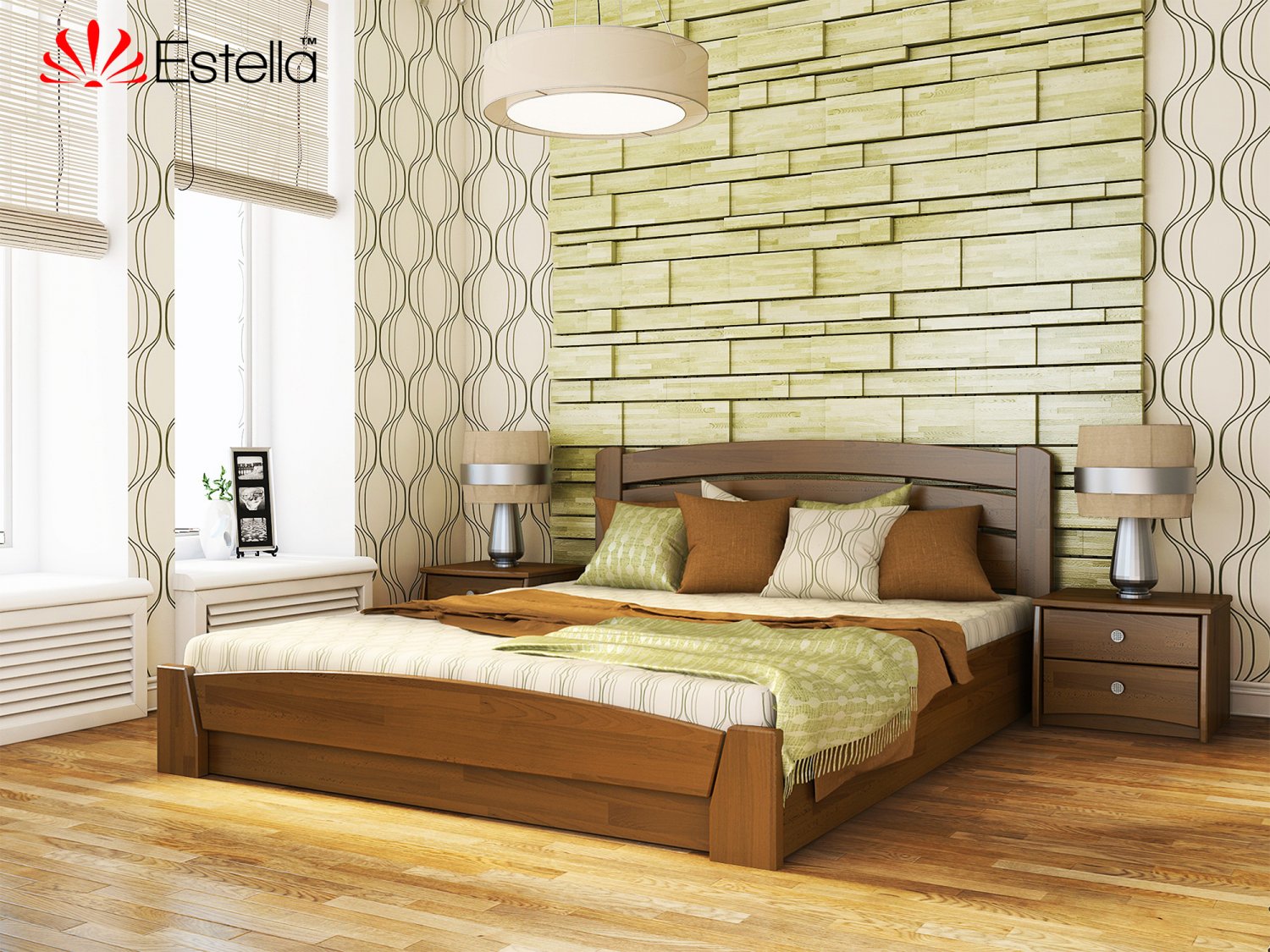 

Кровать двуспальная Селена Аури Estella 120х190 103 - светлый орех Щит 2Л25