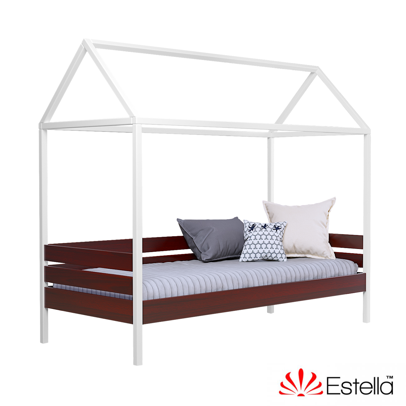 

Кровать детская Амми без ящиков Estella 90х190 174 - красное дерево/белый Масив Л4