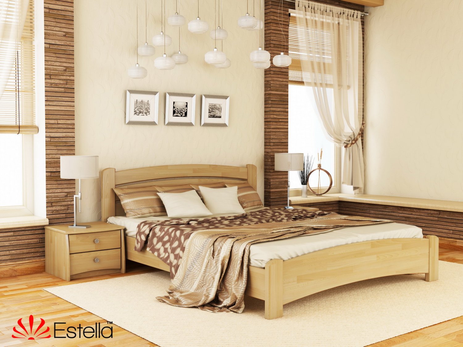 

Кровать двуспальная Венеция Люкс Estella 140х190 102 - бук Щит 2Л25