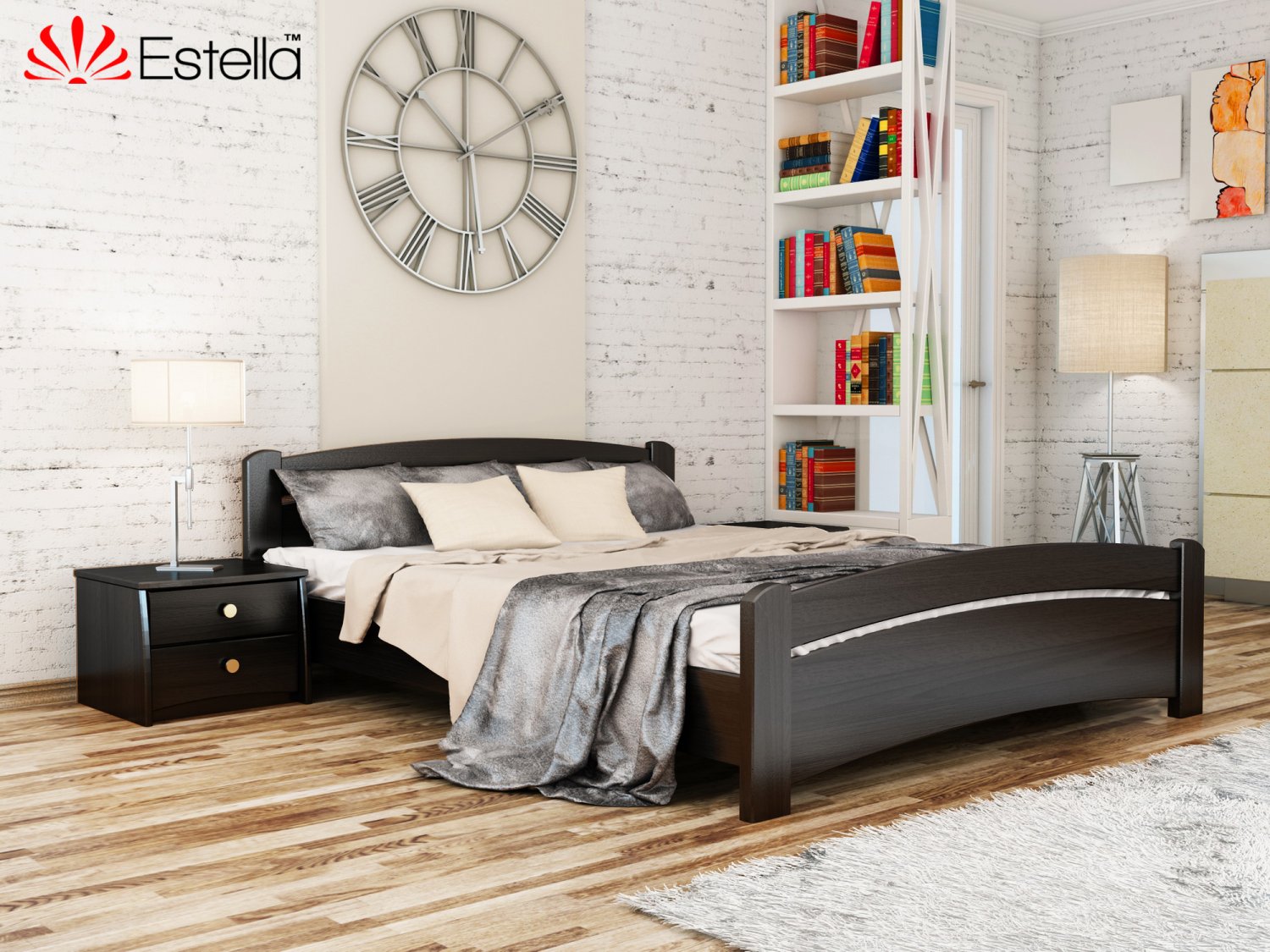 

Кровать двуспальная Венеция Estella 160х190 106 - венге Масив 2Л4